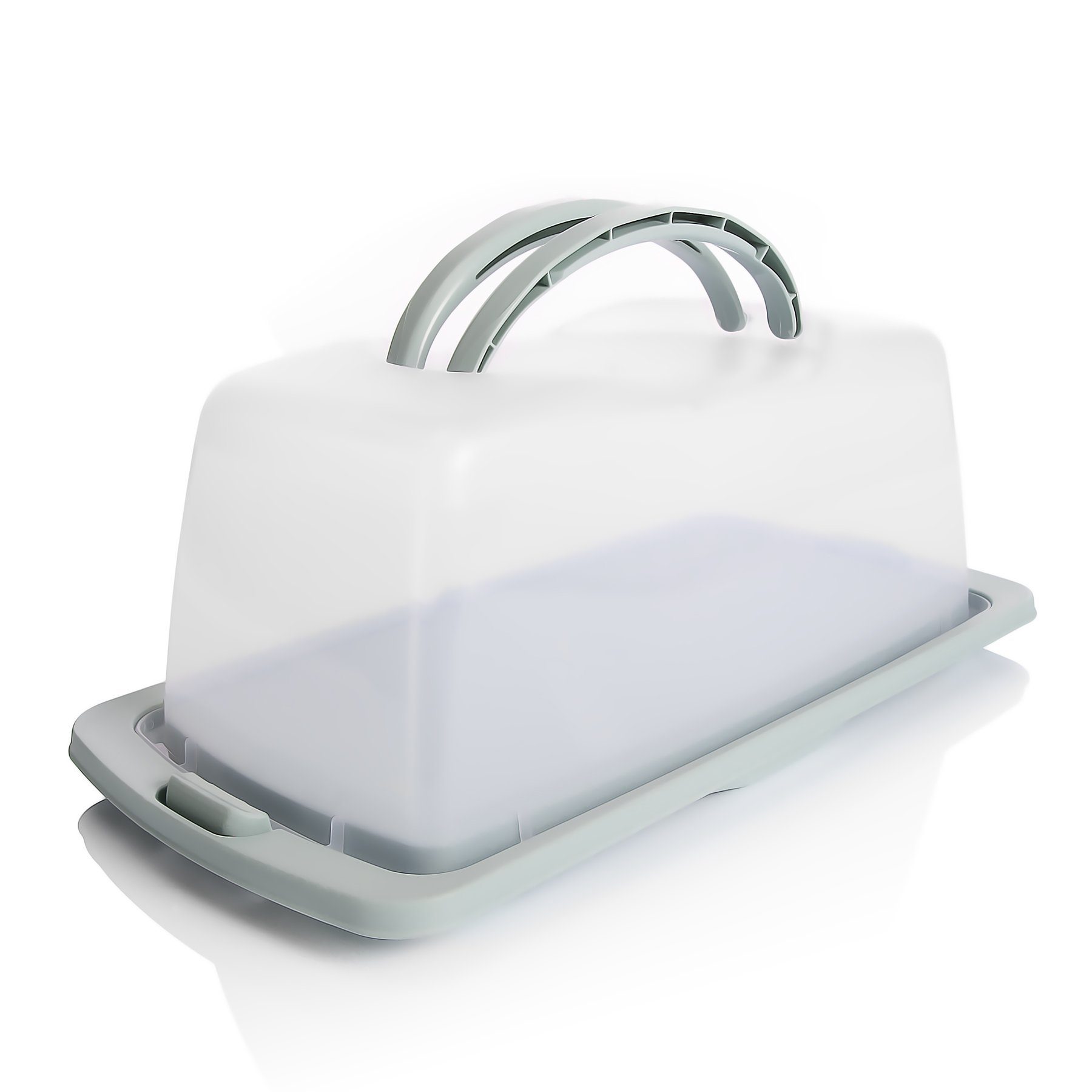 BigDean Kuchentransportbox Kuchen Transportbox Rechteckig in Pastell, Kunststoff, (Packung, 1-tlg., Eine Bodenplatte mit Deckel), Kuchenform für Kastenkuchen und Muffins mit Klickverschluss