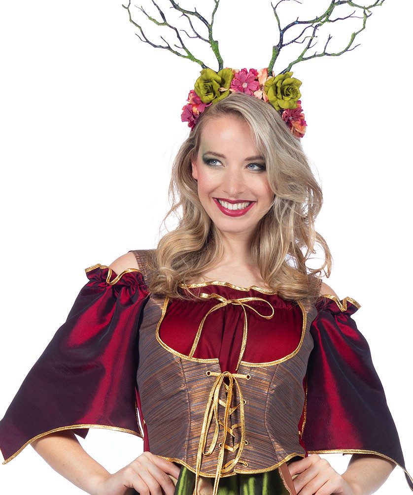 Karneval-Klamotten Feen-Kostüm Damen Waldfee Elfe Damenkostüm hochwertig, Herbstfee Kleid Frauenkostüm Karneval Märchenkostüm