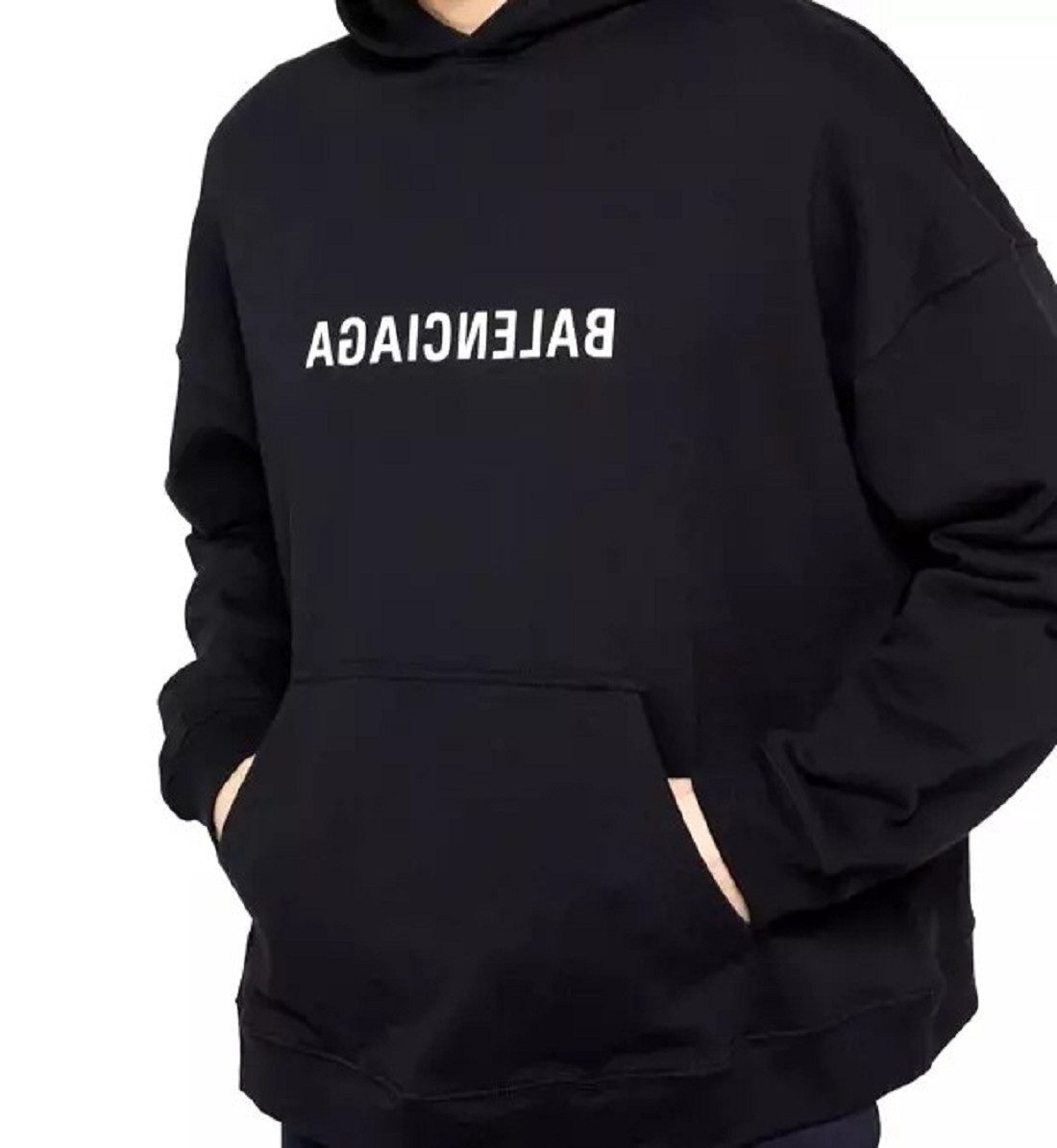 Balenciaga Hoodie Balenciaga Herren Pullover, Balenciaga Hoodie Reverse Logo Pullover. Kängurutasche, Reverse Logo