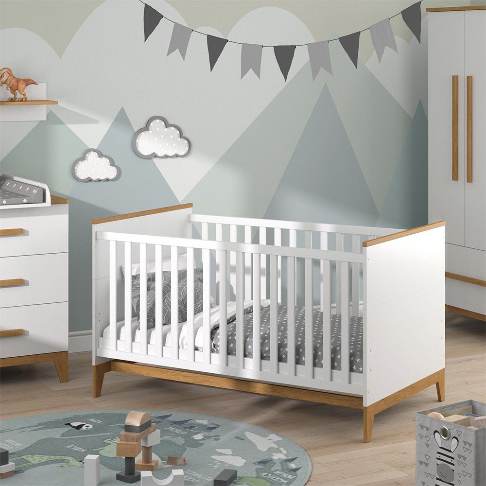 VitaliSpa® Babybett Malia, Weiß/Eiche, 70x140 cm günstig online kaufen