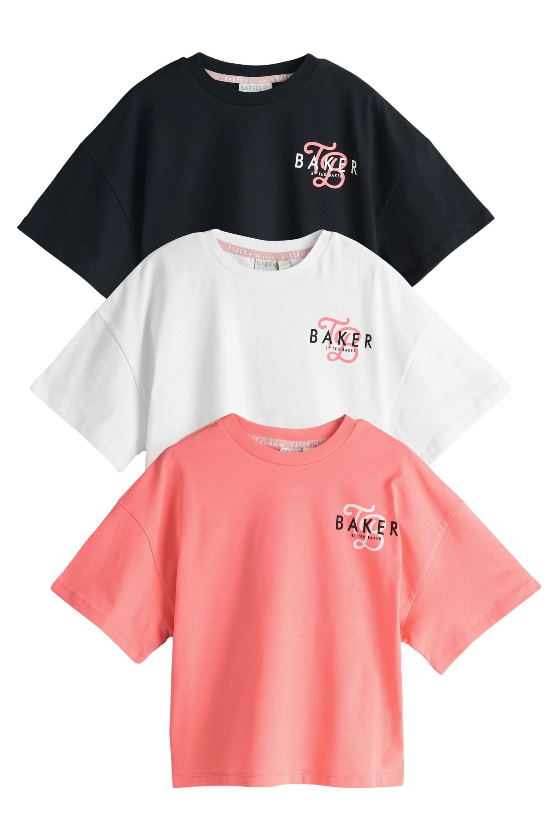 T-Shirt 3 x Baker by Ted Baker Oversized Grafik-T-Shirts