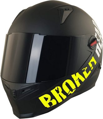 Broken Head Motorradhelm BeProud Gelb (mit schwarzem und klarem Visier), inklusive 2 Visieren