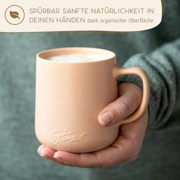 Steinzeit Tasse Kaffeetassen (6x350ml) - Kaffeebecher aus 100% Handfertigung -, Tassen Set mit 6 einzigartigen Pastellfarben - Große Tasse 350ml