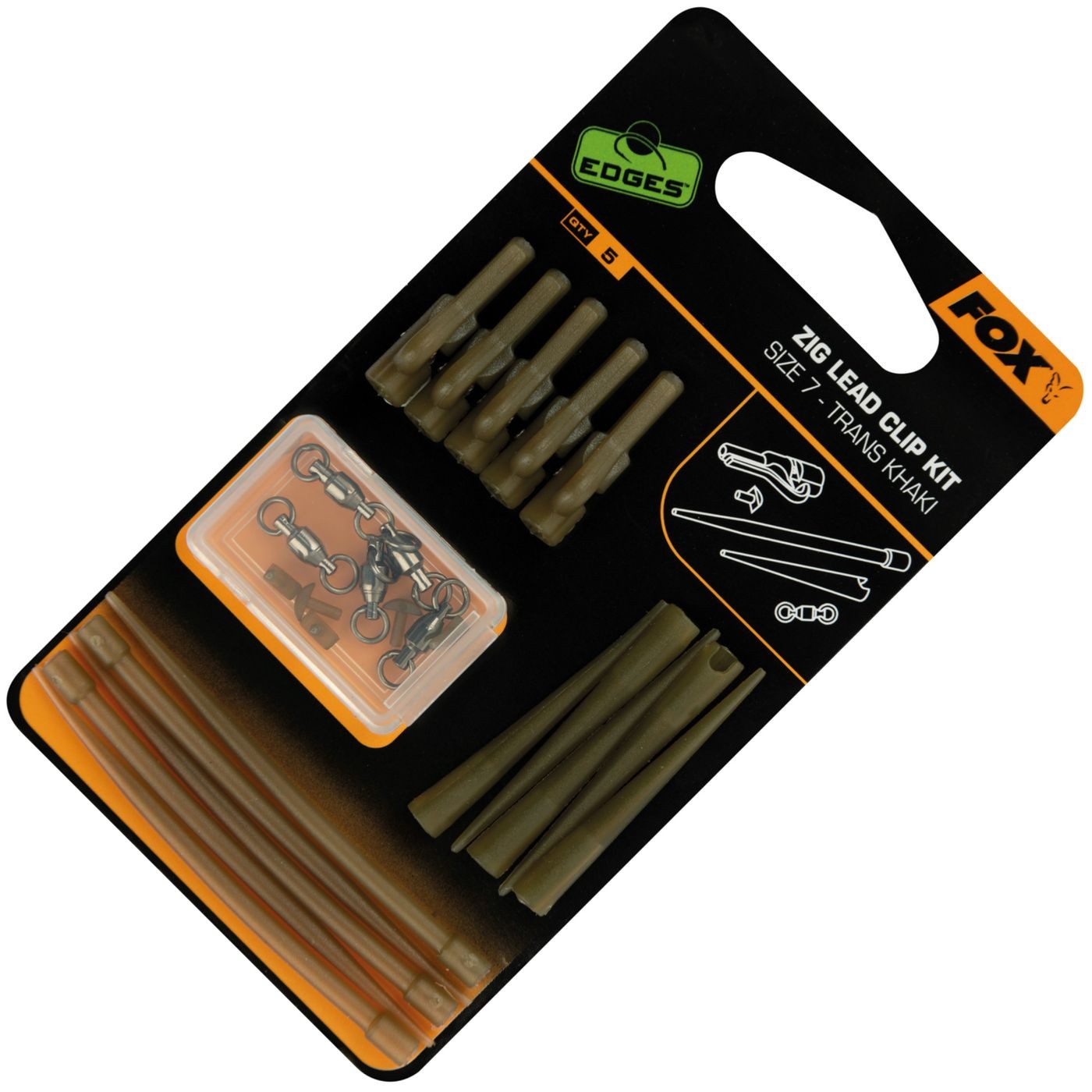 Karpfenblei Fox Zig Lead Clip Kit - 5 Clips + Zubehör für Karpfenbleie