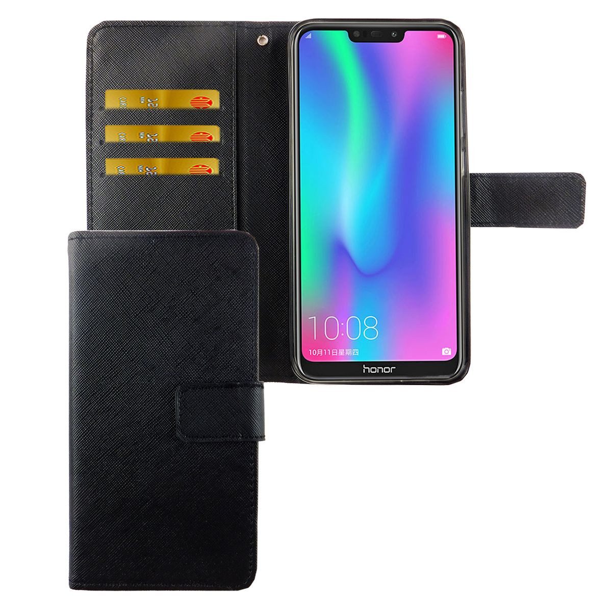 König Design Handyhülle Huawei P Smart 2019, Huawei P Smart 2019 Handyhülle Bookcover Schwarz
