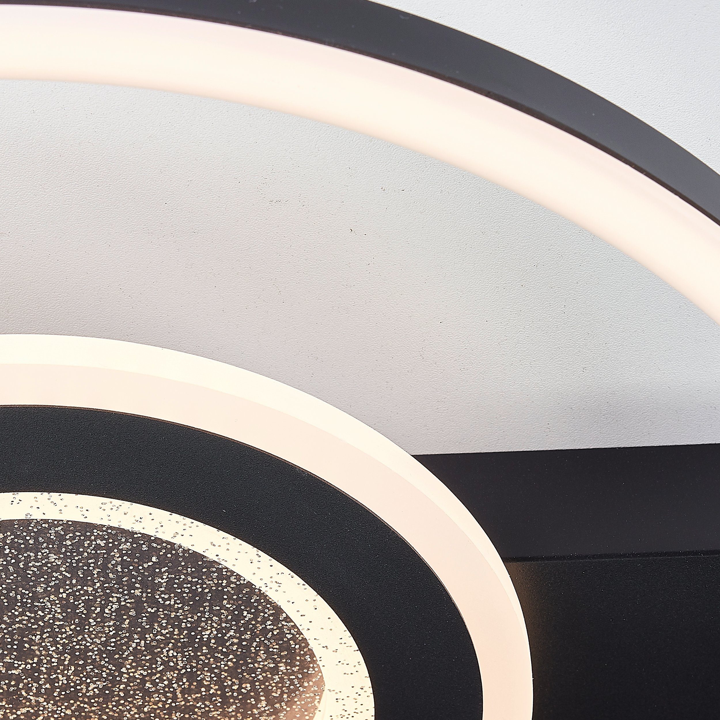 BreLight LED Deckenleuchte Queens, lm, LED integriert, fest K, 2400 Warmweiß, 37 schwarz cm, 37 x Glitzereffekt, 3000