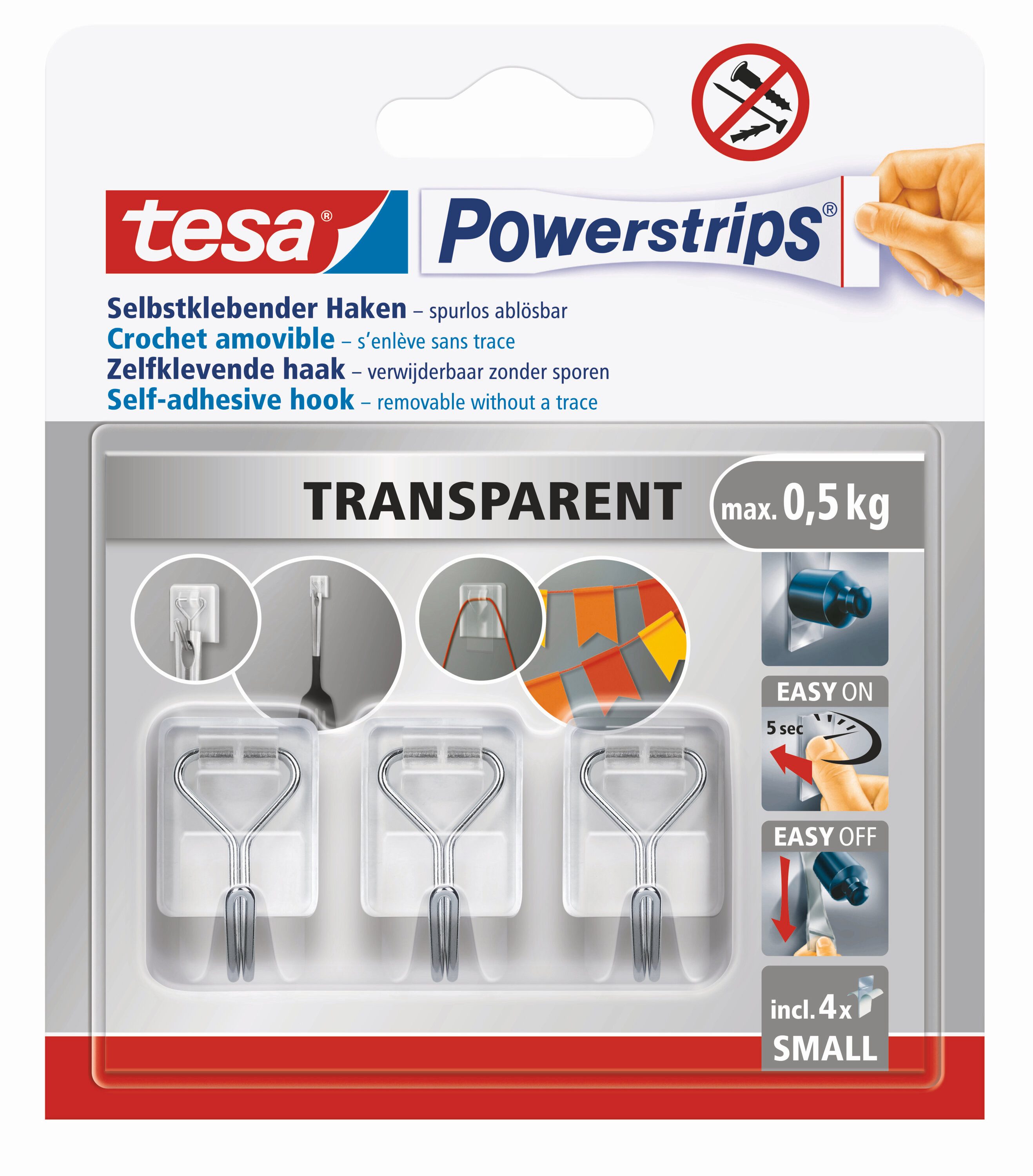 Klebehaken Powerstrips Small - selbstklebende Haken mit abnehmbaren Drahthaken