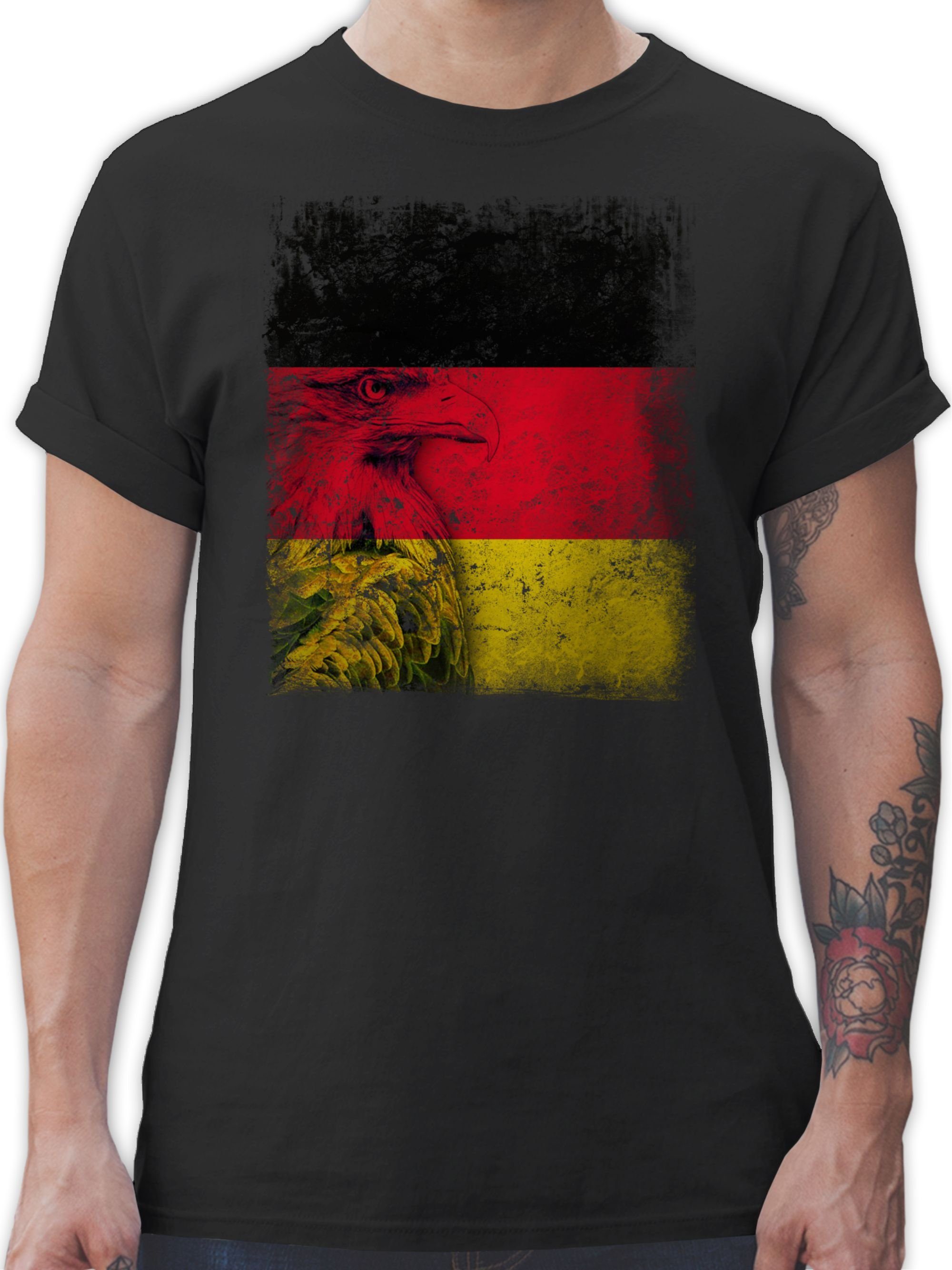 Shirtracer T-Shirt Deutschland WM Adler Flagge - Fussball EM 2024 - Herren  Premium T-Shirt deutschland fan shirt - fanartikel em - fussball wm -  schwarz adler
