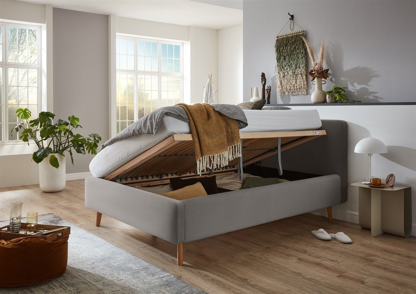 freiraum Polsterbett Mattis, Liegefläche 140x200 cm, Nordic Ash, Stellmaß: 161x105x218cm (BxHxT)