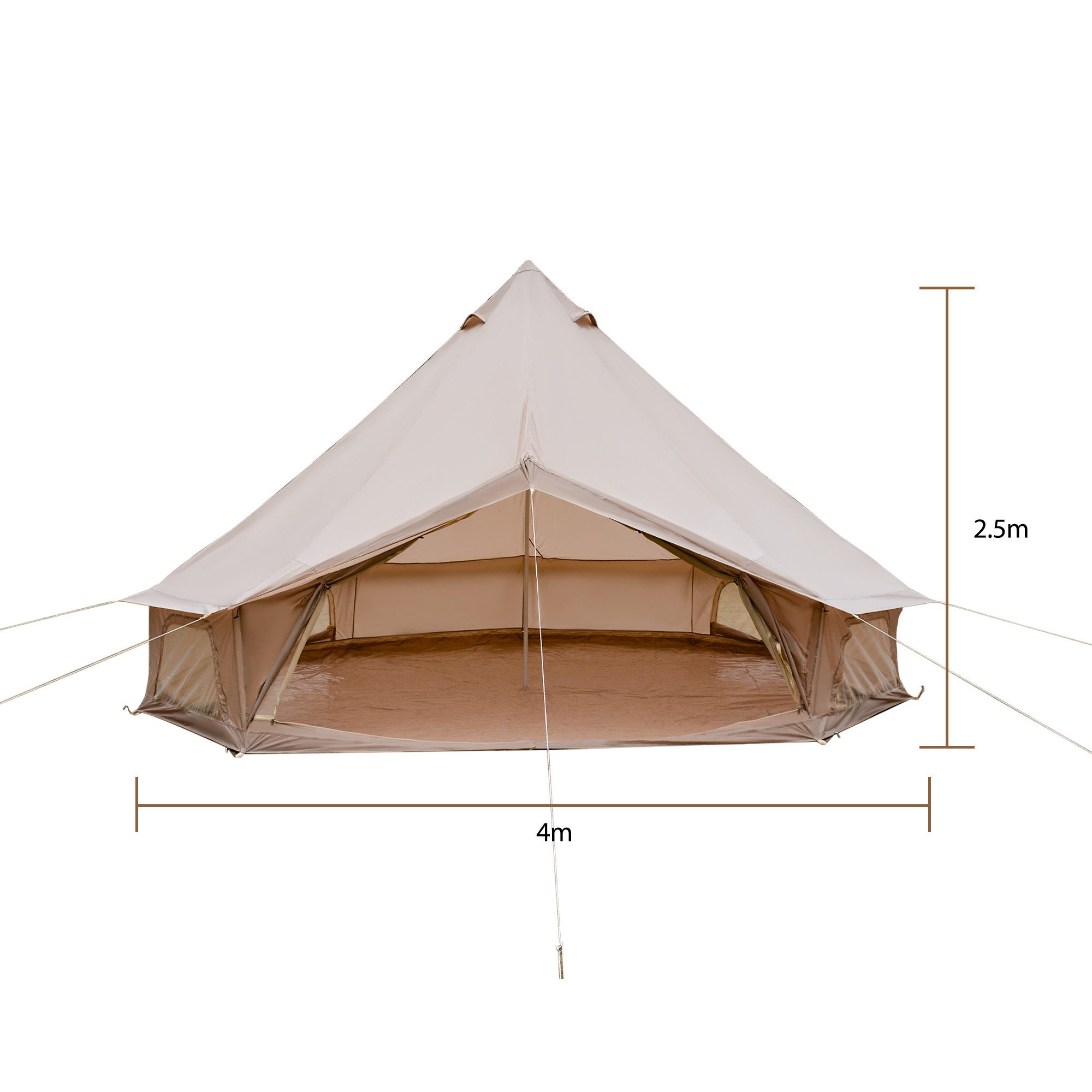 i@home Tipi-Zelt Kuppelzelt 4m Bellzelt, Personen: 4 (wasserdicht Oxford, atmungsaktiv, Insektenschutz, 1 tlg., Ofenrohröffnung Kaminöffnung, 4-Season, schneller Aufbau), Rundzelt großes Familienzelt für Glamping
