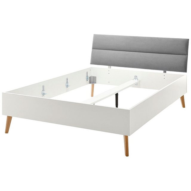 Lomadox Bett »MAINZ 61«, Doppelbett in weiß matt grau, skandinavisches Design, mit Füßen aus Natureiche Massivholz B H T ca. 145x44x210 cm  - Onlineshop Otto