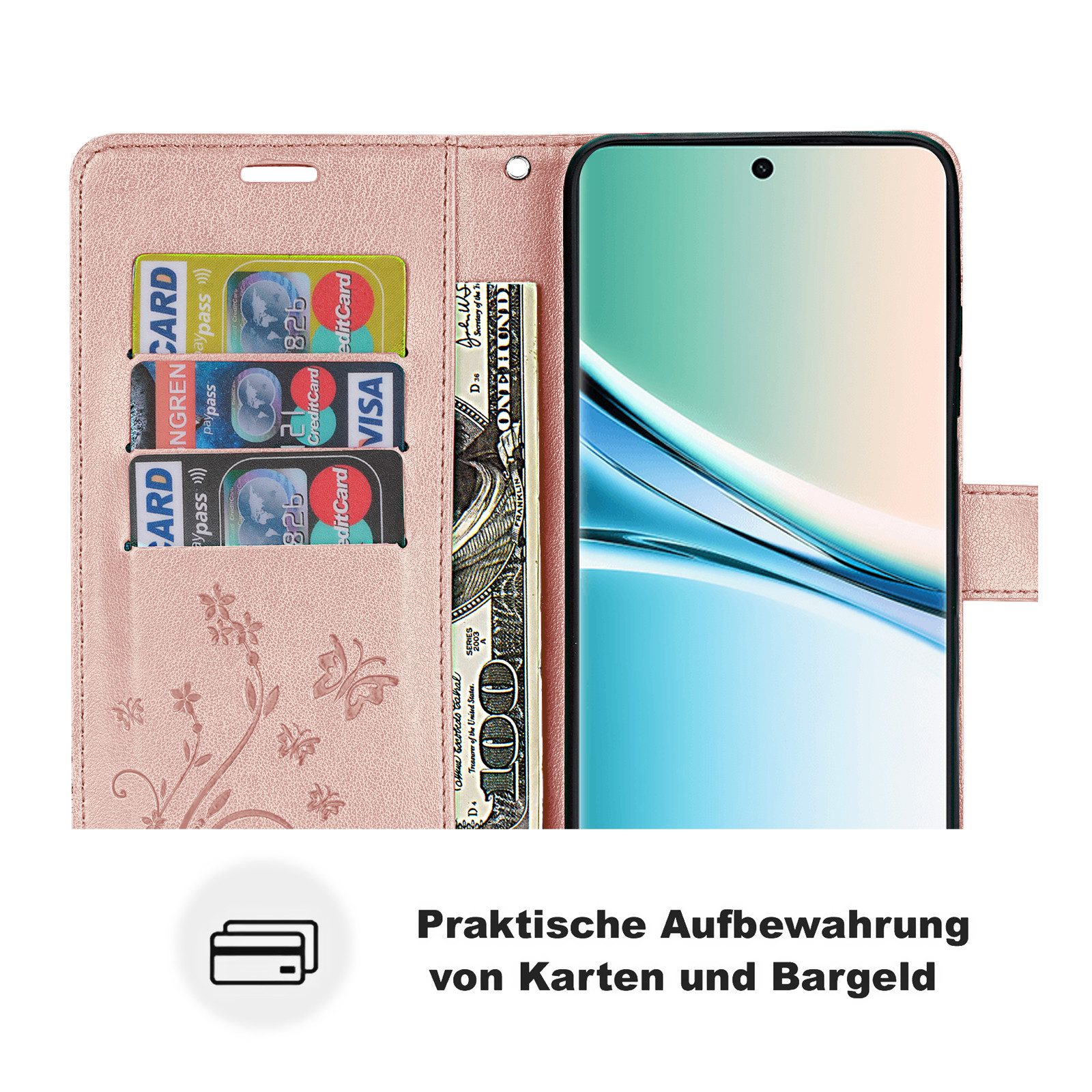 betterfon Handyhülle für Xiaomi Redmi Note 15 Pro+ Hülle Wallet Case Flip Cover, Bookstyle-Hülle: Magnetverschluss 3 Kartenfächer & Standfunktion – Bild 3 von 5