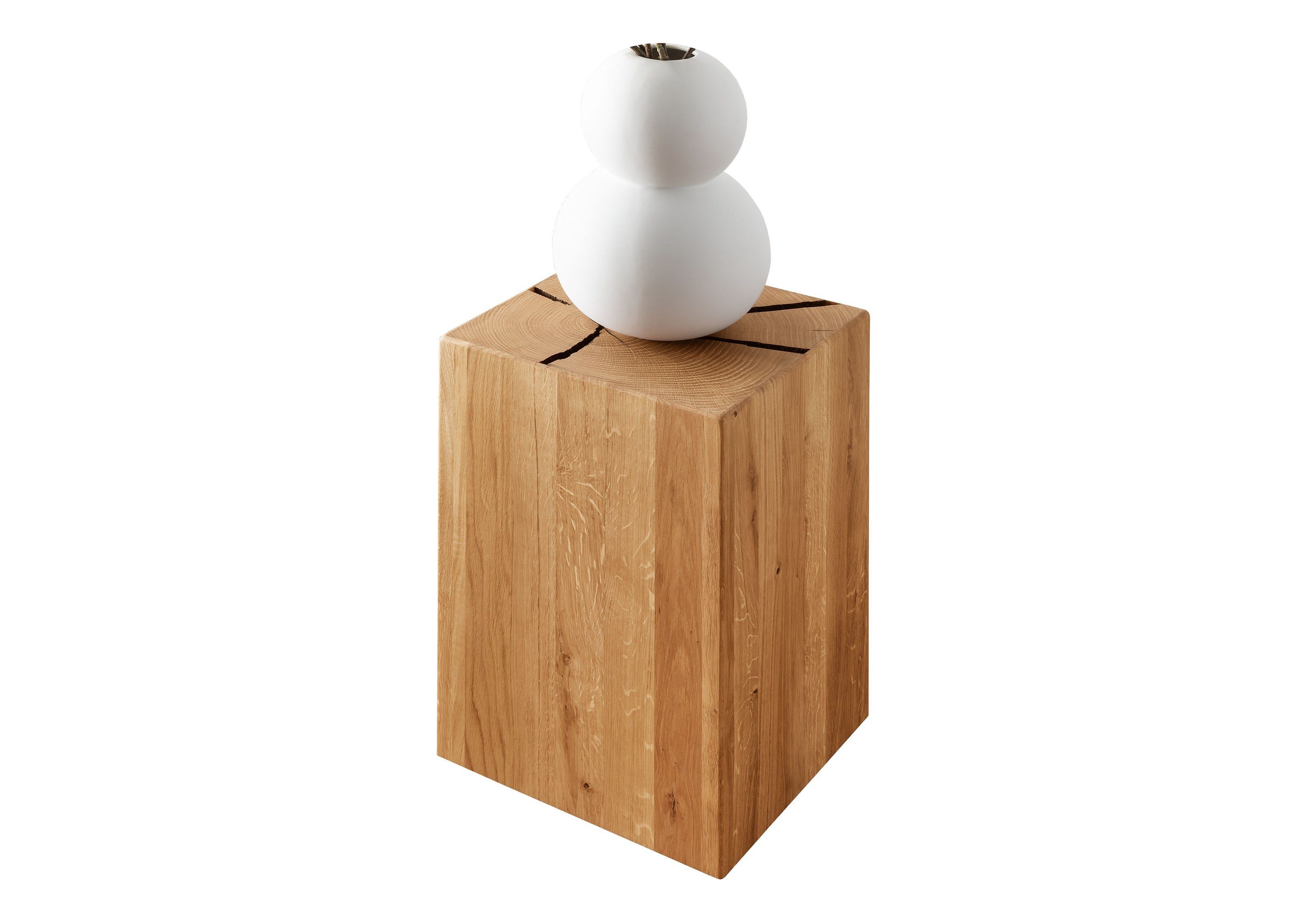 Lebenswert Hocker KM-0660, aus Wildeiche massiv geölt in braun. Abmessungen (BxHxT) 30x46x30 cm