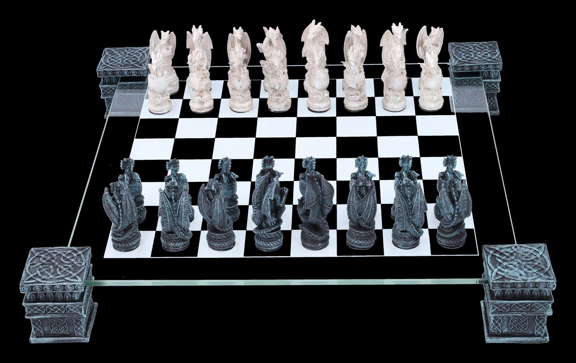 Schlacht um Troja Schachfiguren aus Zinn & Schachbrett 30 cm aus Polyresin 