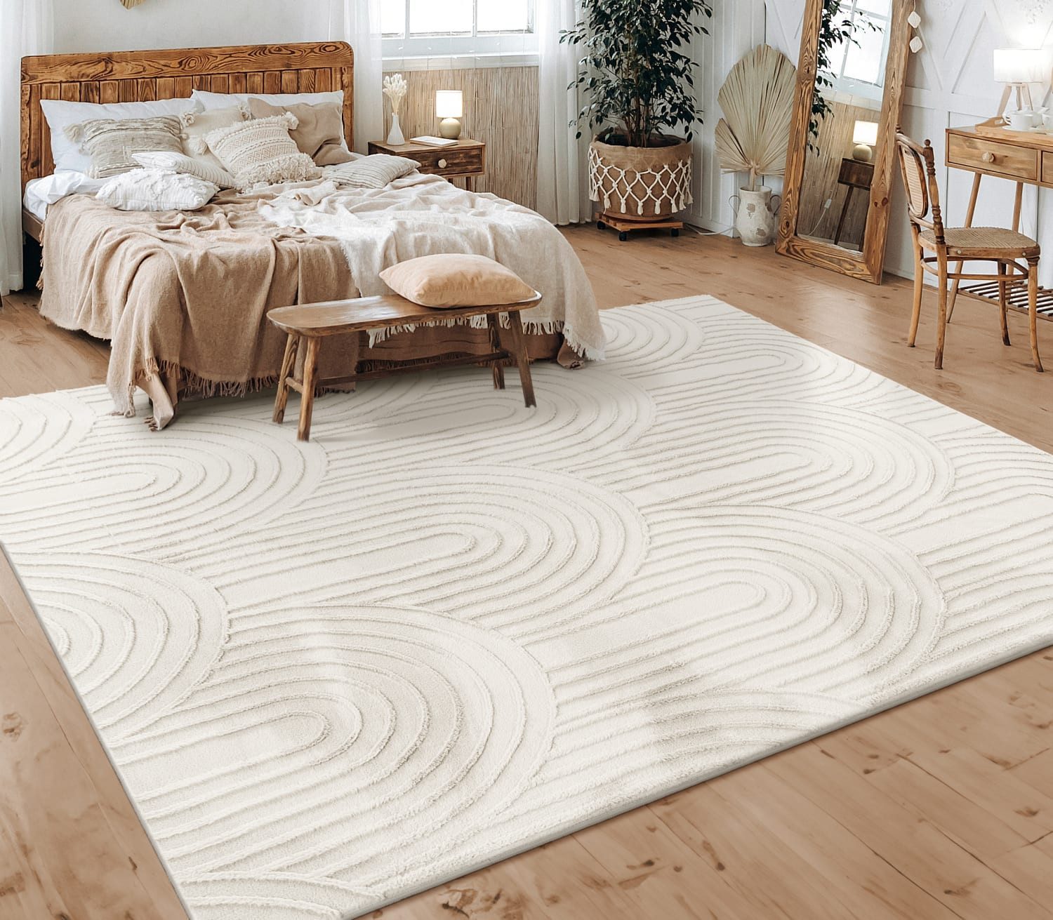 KADIMA DESIGN Teppich waschbar Struktur Wohnzimmer schmutzabweisend Teppich Kurzflor, Läufer, Höhe: 14 mm, Florhöhe: 10 mm, 100% Polyester, …