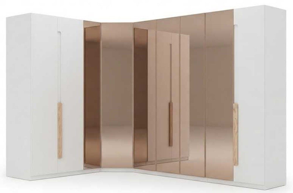 JVmoebel Eckschrank Eckschrank Weiß Holz Glas Modern Design Stauraum Wohnzimmer Flur (1-St., 1-tlg)