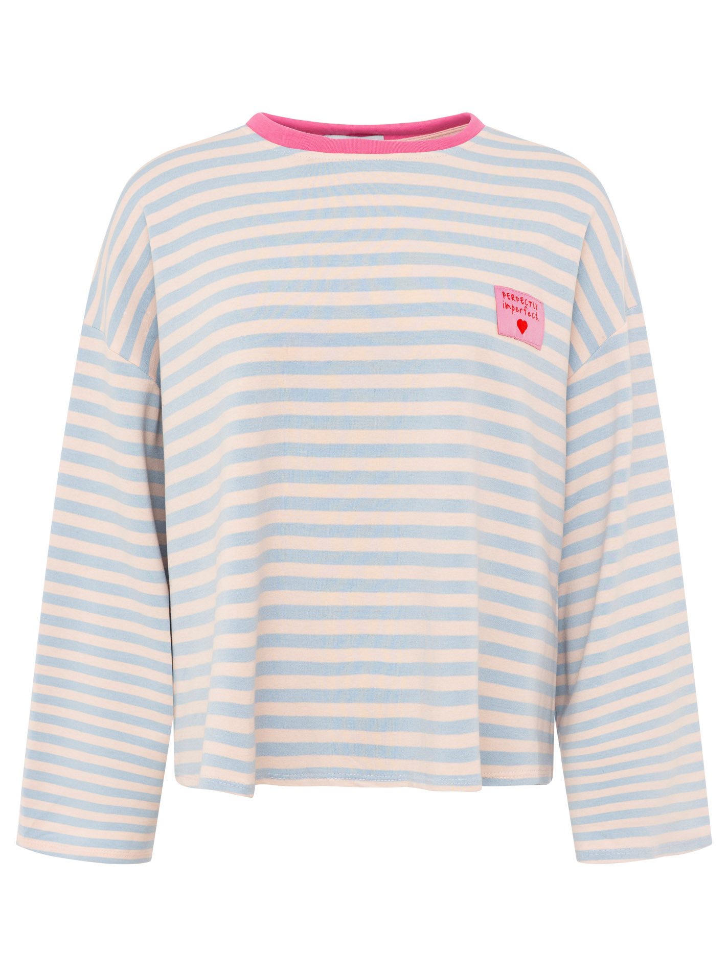 Zwillingsherz Sweatshirt "Perfectly Imperfect" oversize, Streifenmuster, Patch, weite Ärmel, Rundhals