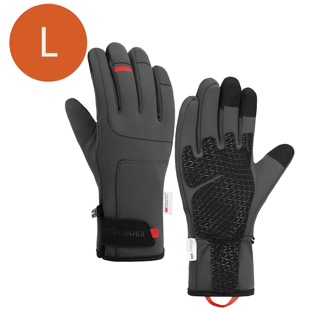 Touchscreen-Funktion Handschuhe Membrane Grau Fahrradhandschuhe XDeer und Winterhandschuhe wasserdichter mit Fahrradhandschuhe Anti-Rutsch Ski