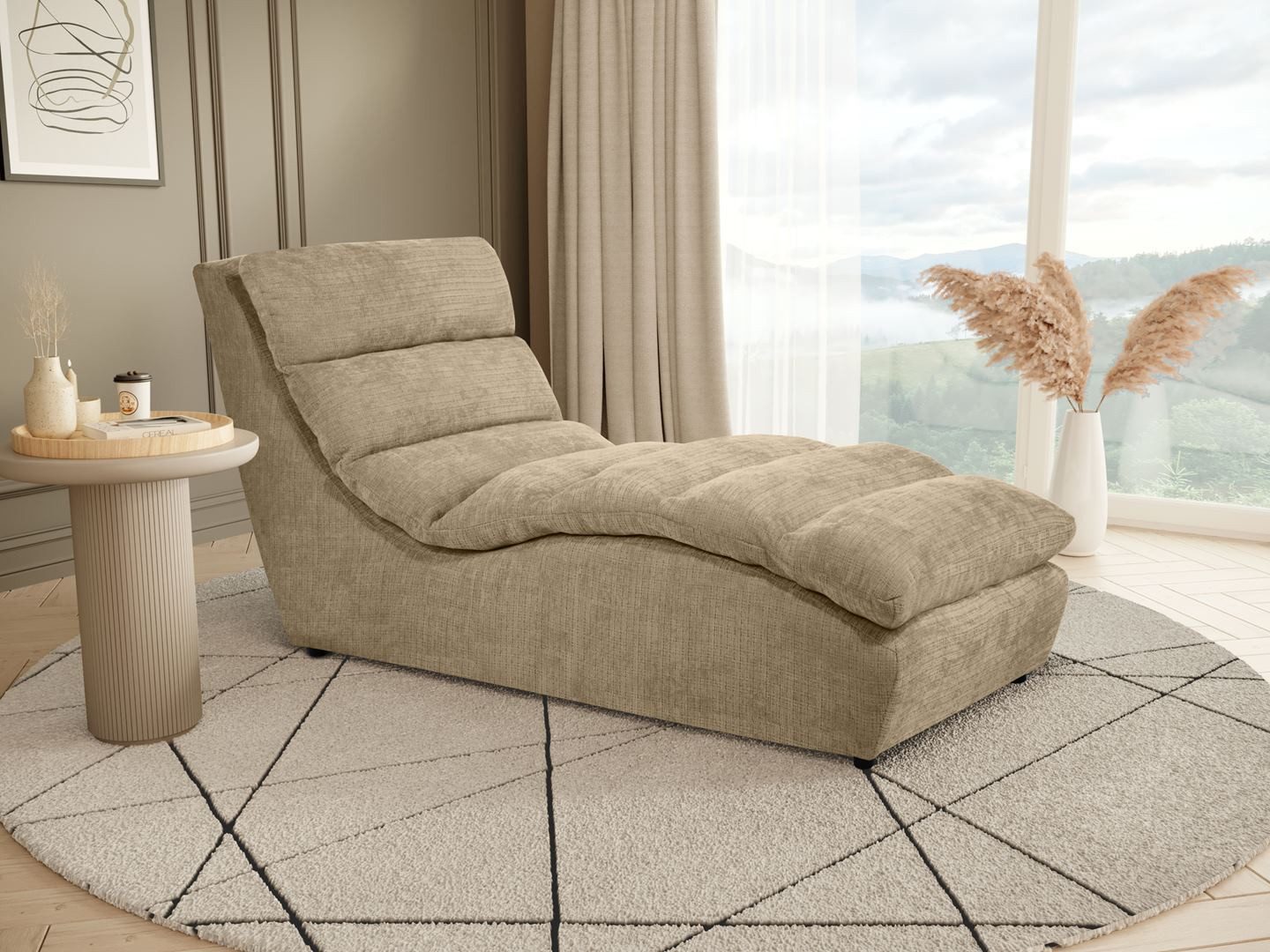 Beautysofa Chaiselongue SAN REMO im Cordstoff, Recamiere viele Farben wählbar, Sofa mit Chaiselongue