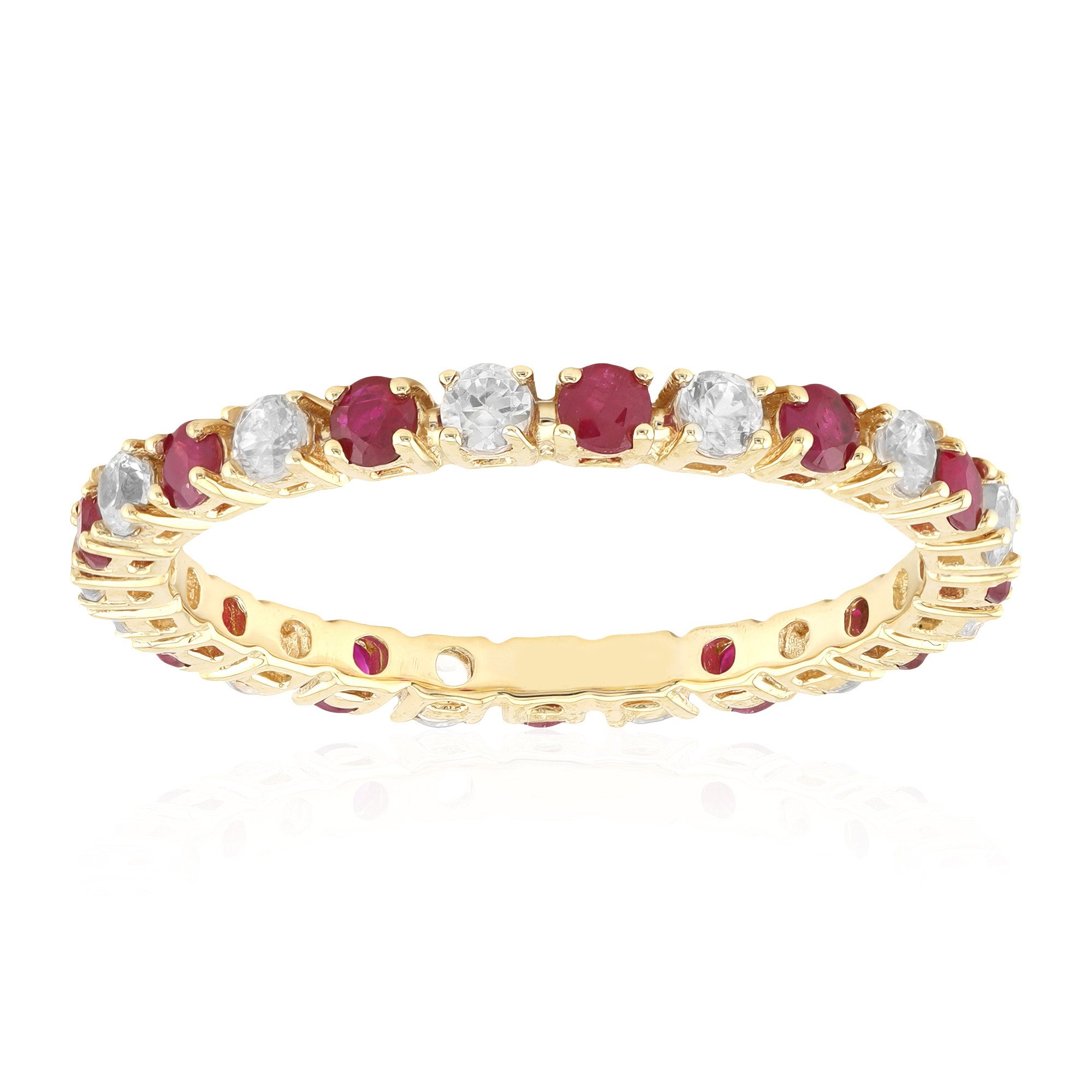 Cavill Goldring Goldring mit Rubin aus Mosambik und Zirkon aus Tansania (1-tlg)