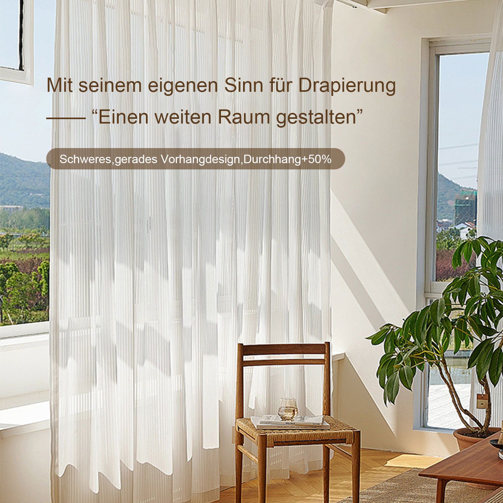 OKWISH Vorhang 2er Voile Vorhänge luftiger Gardinen Sichtschutz Curtains (2 günstig online kaufen