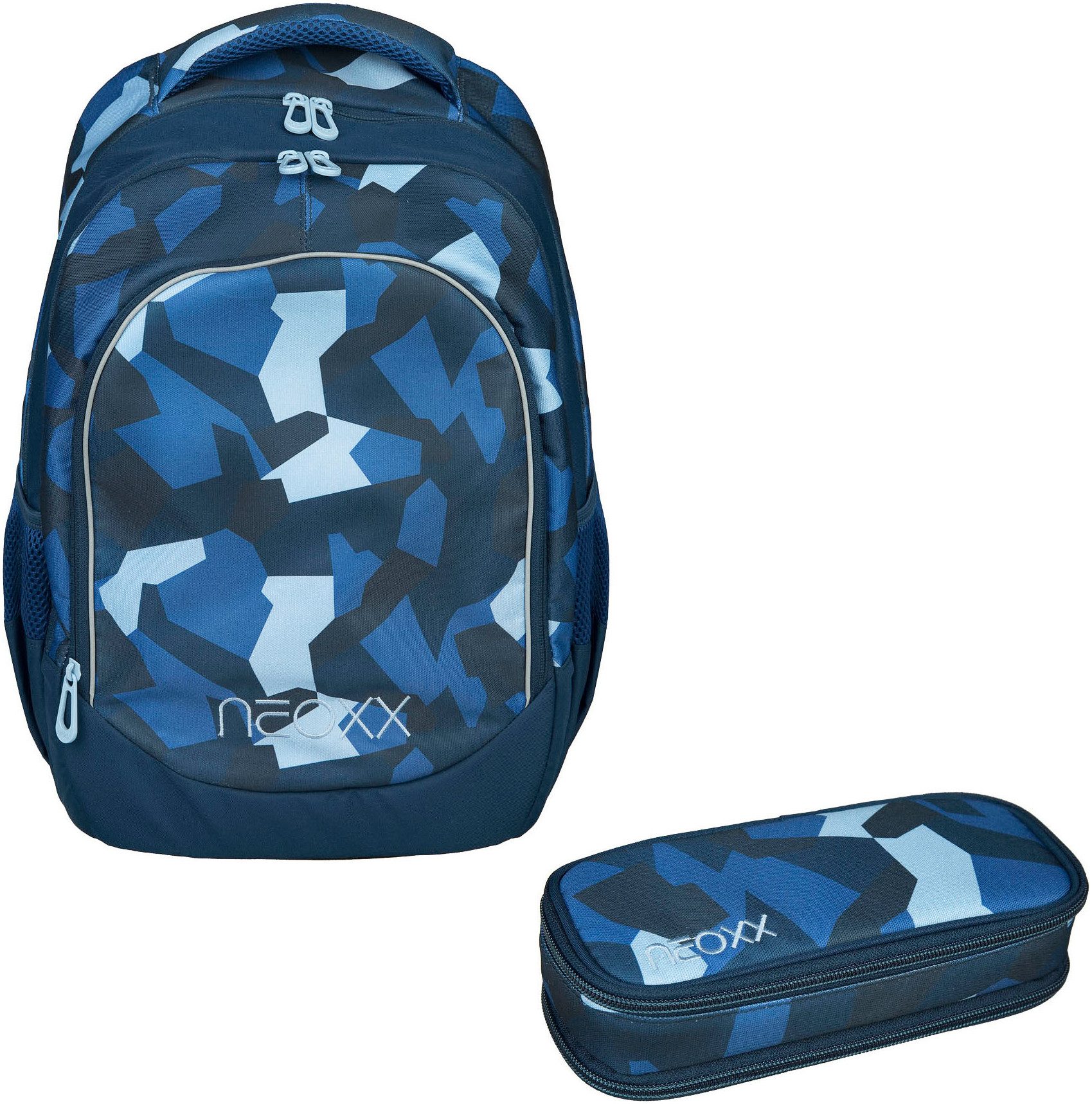 neoxx Schulrucksack Camo Nation Rucksack & Schlamperbox (Set, 2-tlg., 2), aus recycelten PET-Flaschen