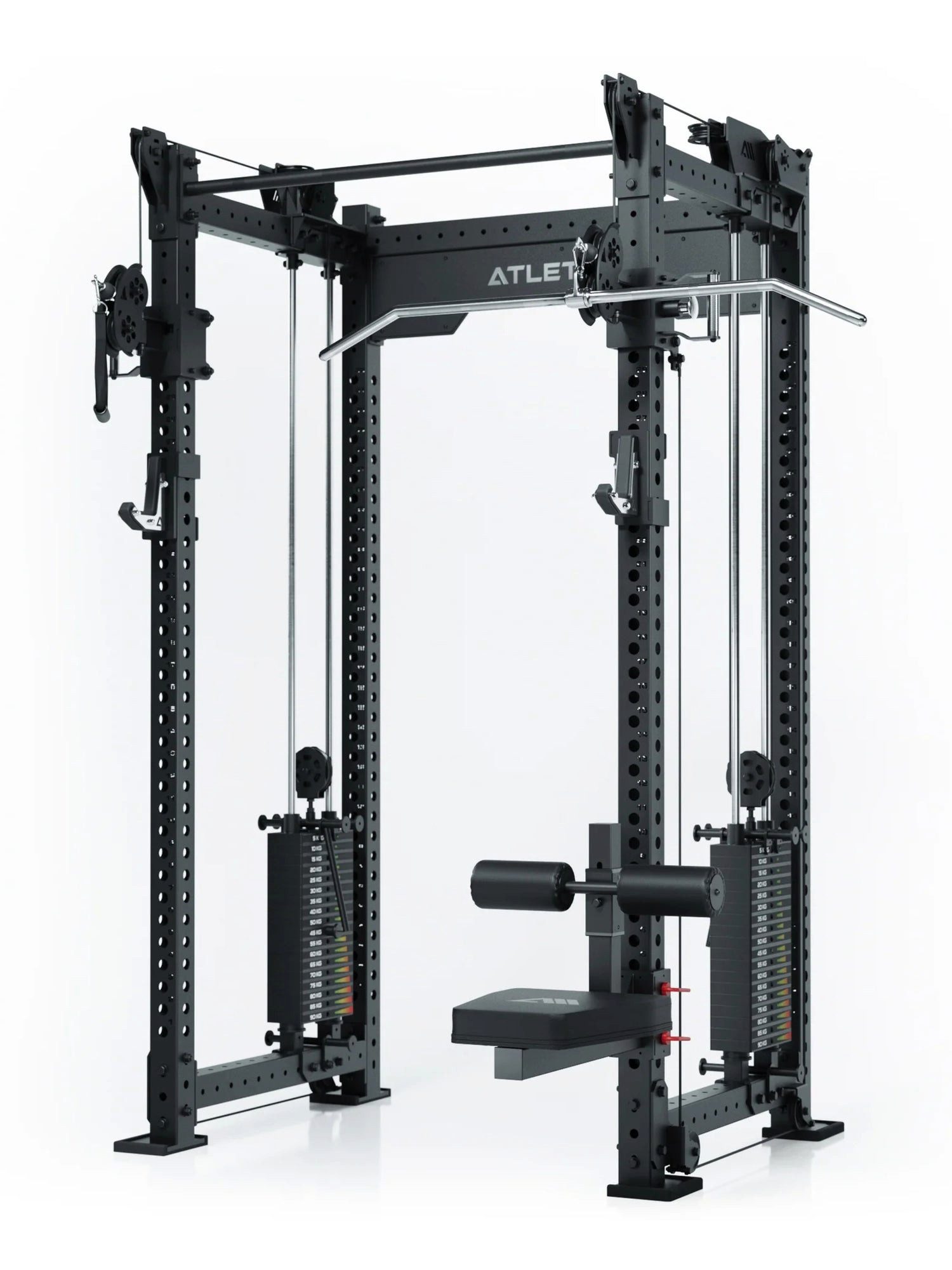 ATLETICA Power Rack R8 Latzug-Sitz mit Knieblocker, Upgrade vom Kabelzug