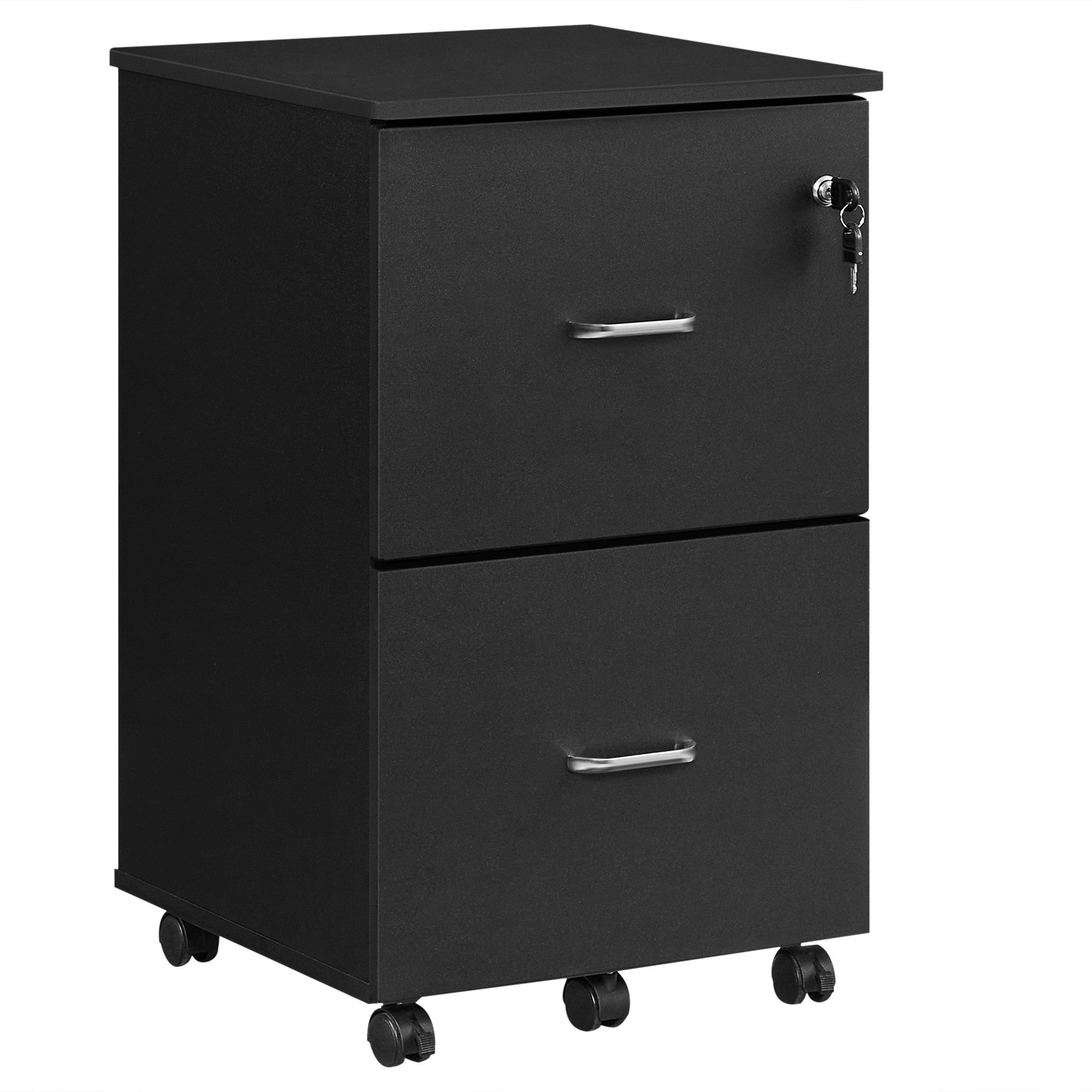 VASAGLE Aktenschrank Rollcontainer, abschließbar, mit 2 Schubladen, 5 Rollen verstellbare Hängestangen, für Hängeregistratur im A4/Letter-Format
