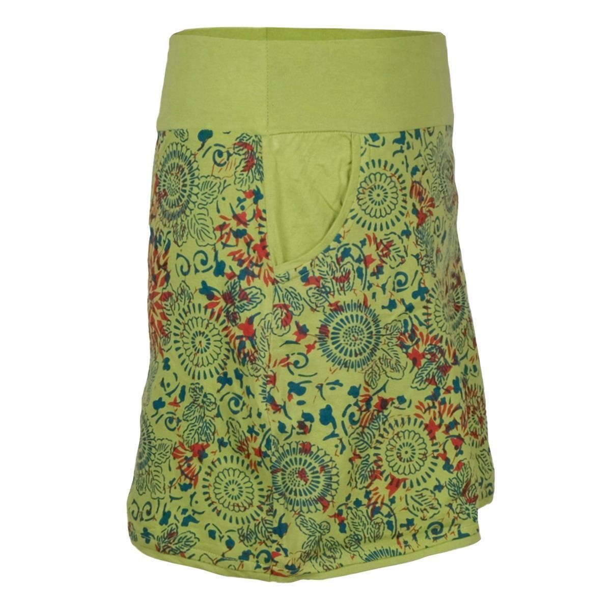 Vishes Jerseyrock Baumwoll-Rock, 70er 80er Jahre Retro Mandala Blumen Muster bedruckt Goa, Hippie Style