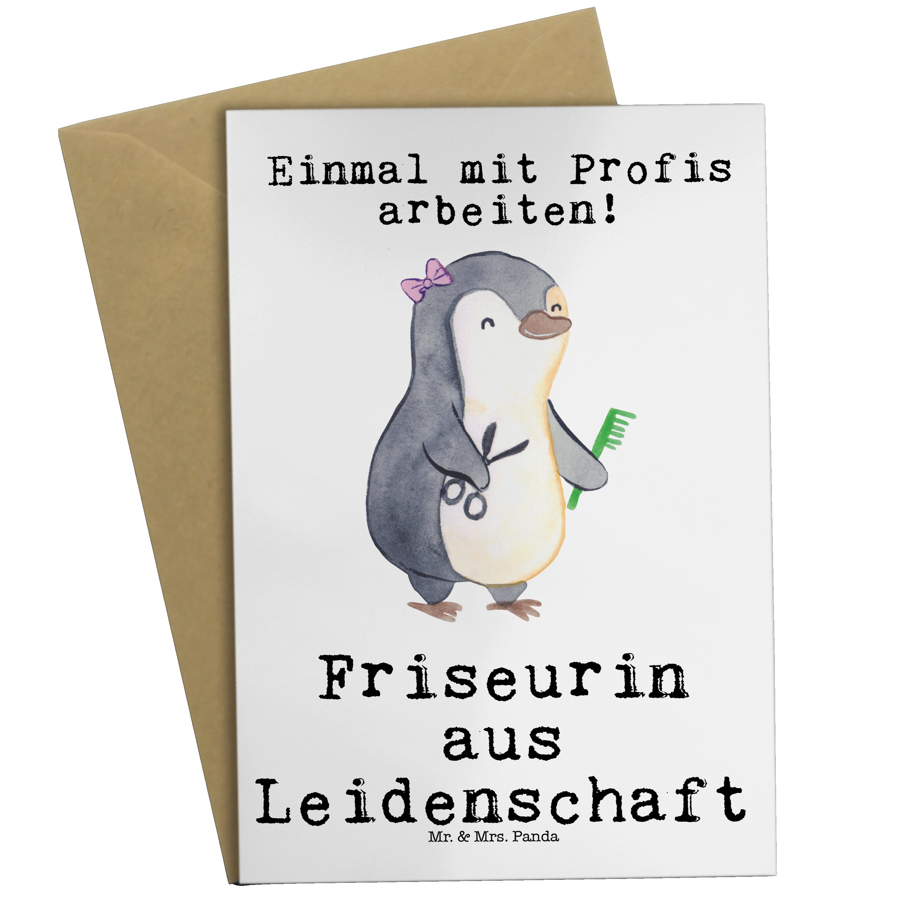 Mr. & Mrs. Panda Grußkarte Friseurin Leidenschaft Weiß Geschenk