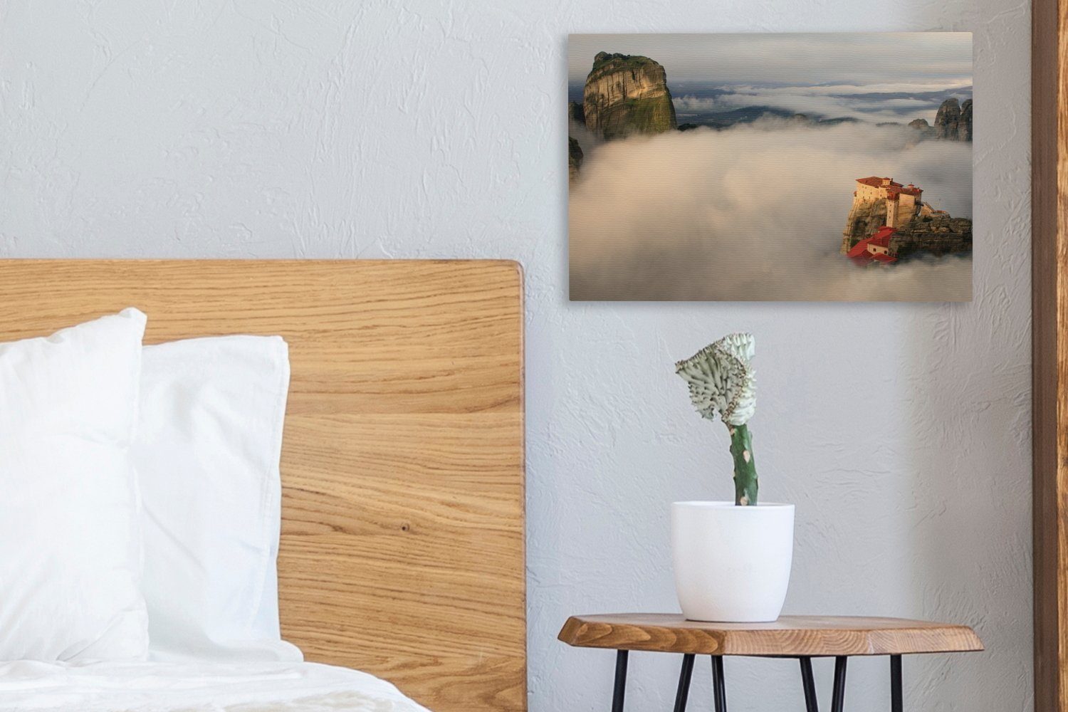 cm Aufhängefertig, Wolkenvorhang, einem Wandbild Die St), (1 Leinwandbilder, Leinwandbild OneMillionCanvasses® in Wanddeko, Meteora-Klöster 30x20