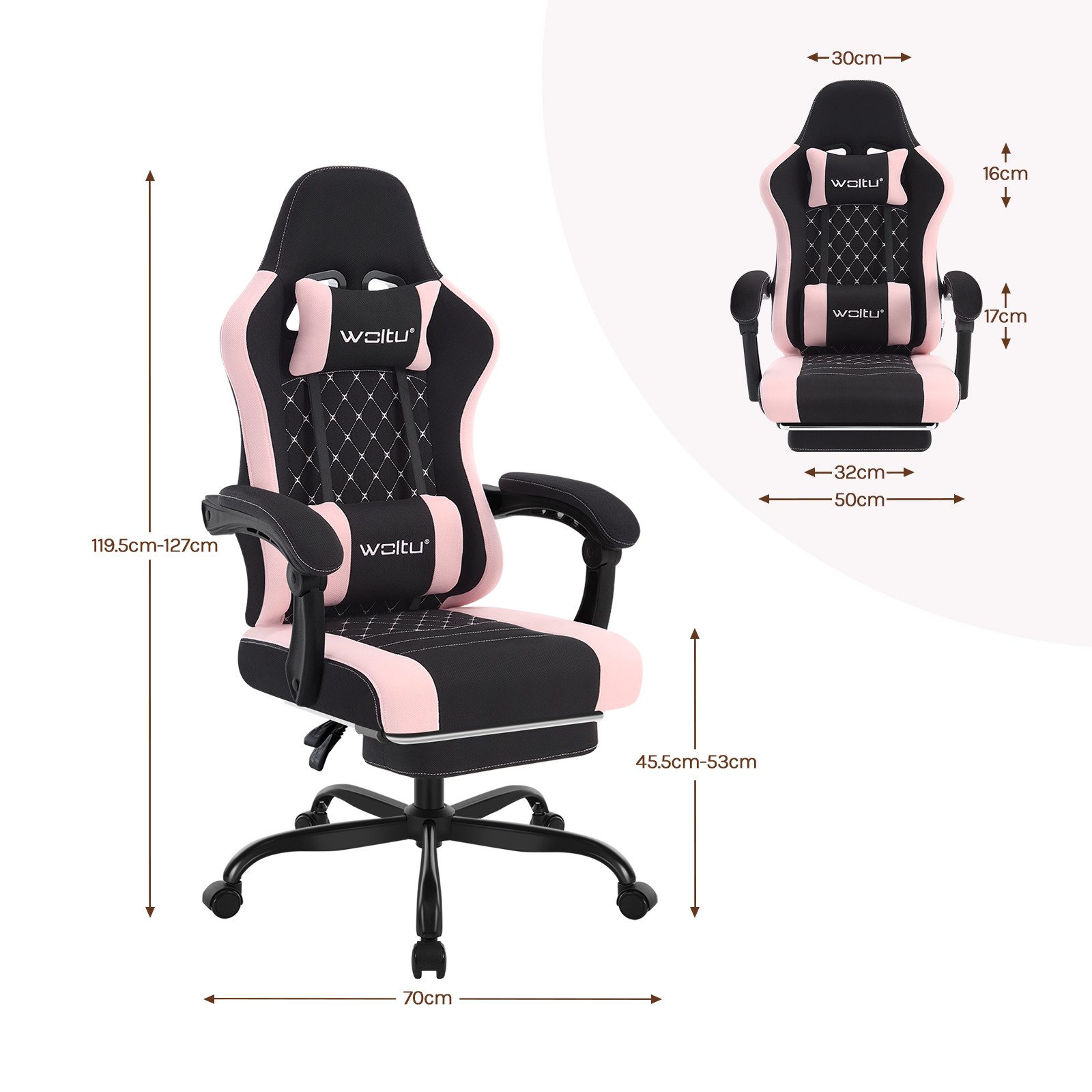 Woltu Gaming-Stuhl (1 St), mit Massagefunktion, ergonomisch, 150 kg, Netzstoff