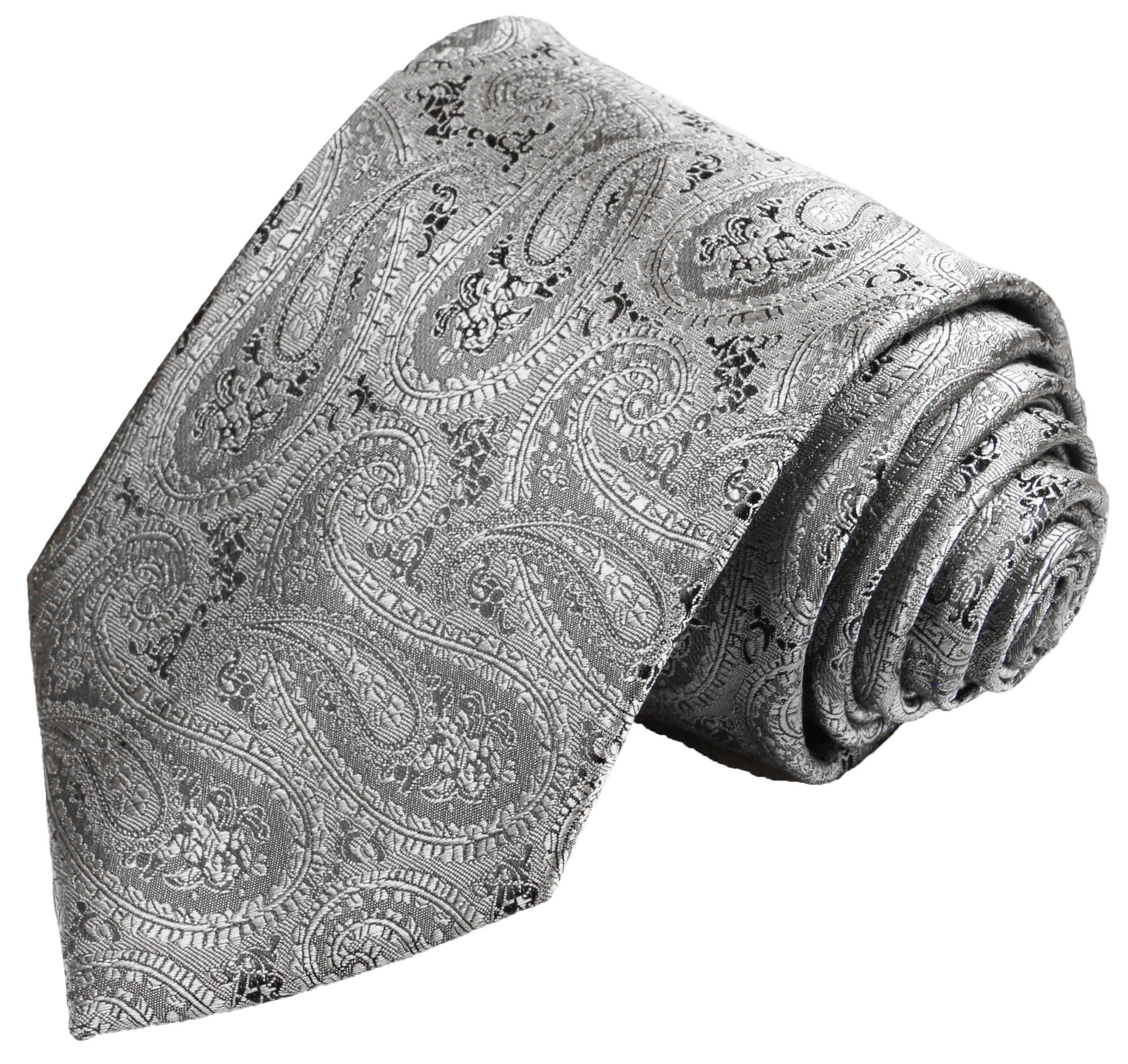 silber Schmal Paul Hochzeitskrawatte (6cm), Malone Herren - - Krawatte grau Mikrofaser Bräutigam V30 paisley