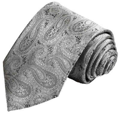 Paul Malone Krawatte »Herren Hochzeitskrawatte paisley klassisch elegant - Mikrofaser - Bräutigam Hochzeitsmode« Breit (8cm), silber grau V30