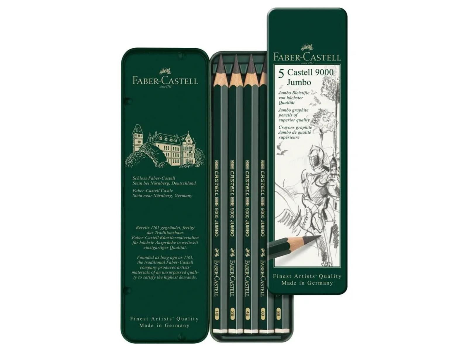 Faber-Castell Zeichenkohle Faber-Castell Castell 9000 Bleistift - Jumbo - 5er Etui