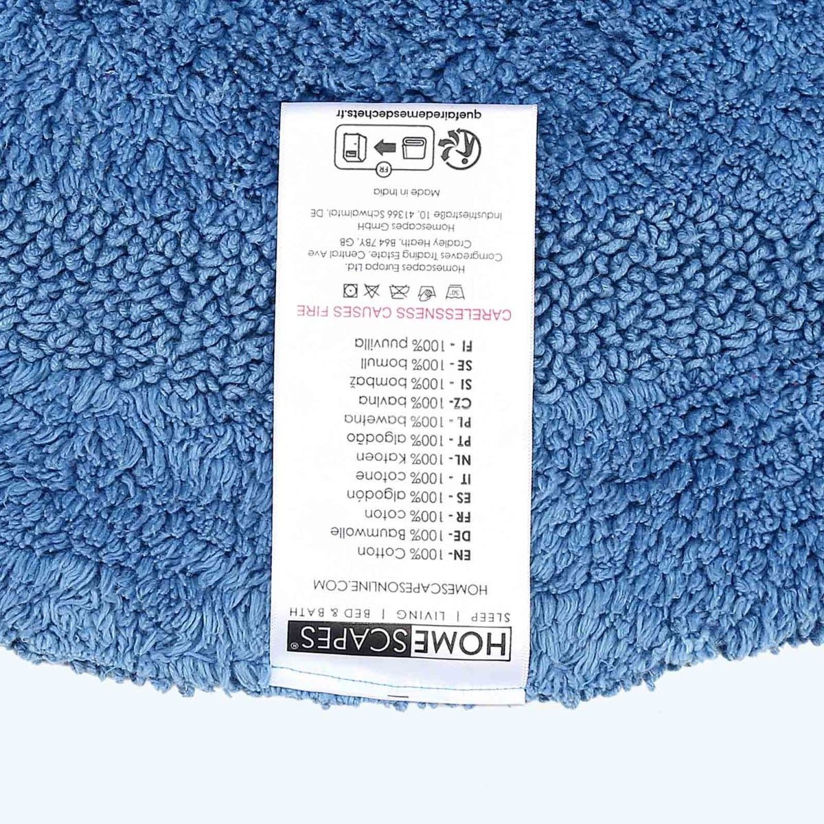 Homescapes Badematte Runde Battematte blau 80 cm aus 100% Baumwolle, Höhe 20 mm, Baumwolle, rund, Φ 80 cm – Bild 3 von 3