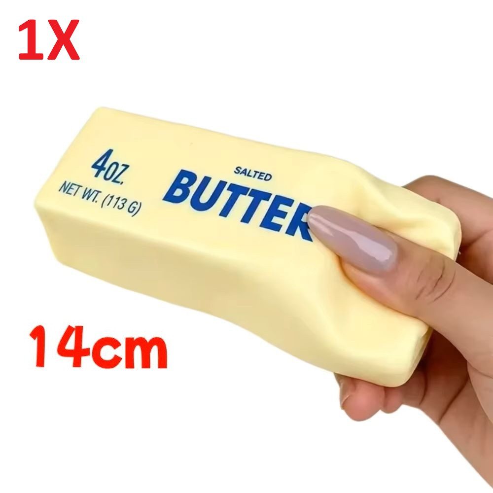 OLi Therapieknete Squishy Butter – Weiche dehnbare Knetmasse (113 G) (weicher Slow Rising Squishy im lustigen Butter-Design, 1-tlg., L-13,3cm / B-3,5cm), Anti-Stress, Spielspaß für Kinder & Erwachsene