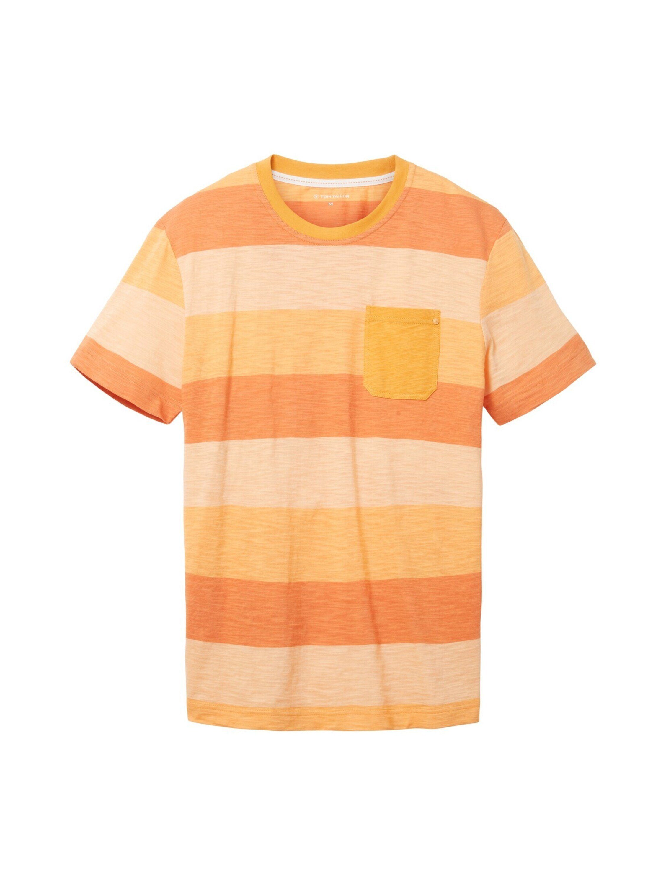 TOM TAILOR Men Plus TOM TAILOR T-Shirt (1-tlg) washed out orange blockstripe