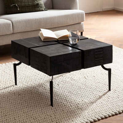 FINEBUY Couchtisch FB61216 (60x60x40 cm Mango Massivholz Quadratisch Cube), Sofatisch Kaffeetisch, Wohnzimmertisch Modern