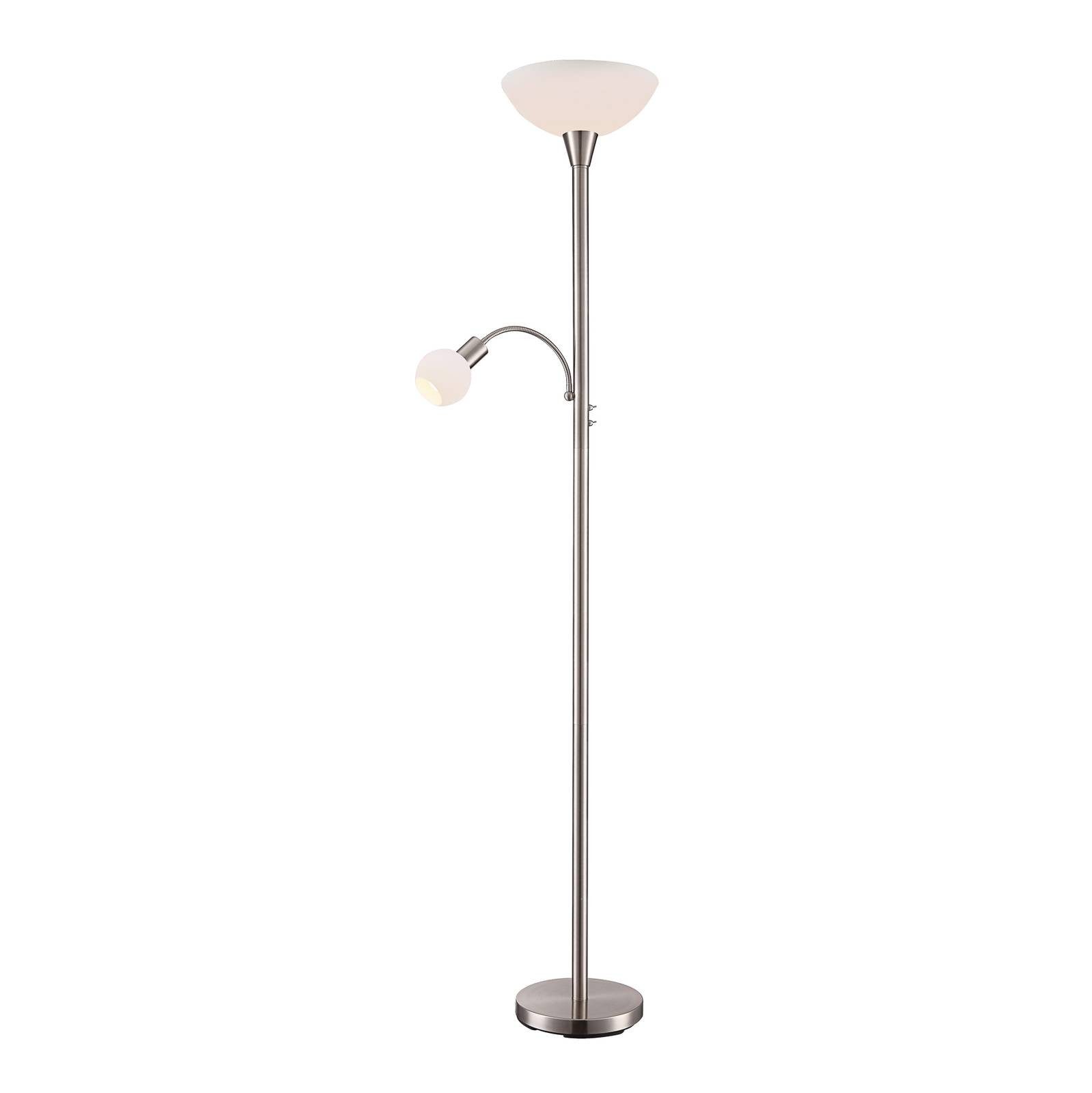 Lindby Stehlampe Elaina, Metall, Alu IP20, 1 x 15 W LED E27 + 1 x 10 W LED E14