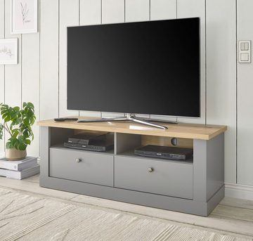 Furn.Design Lowboard Rideau (TV Unterschrank in grau mit Artisan Eiche, 132 x 48 cm), mit Schubladen, Landhausstil