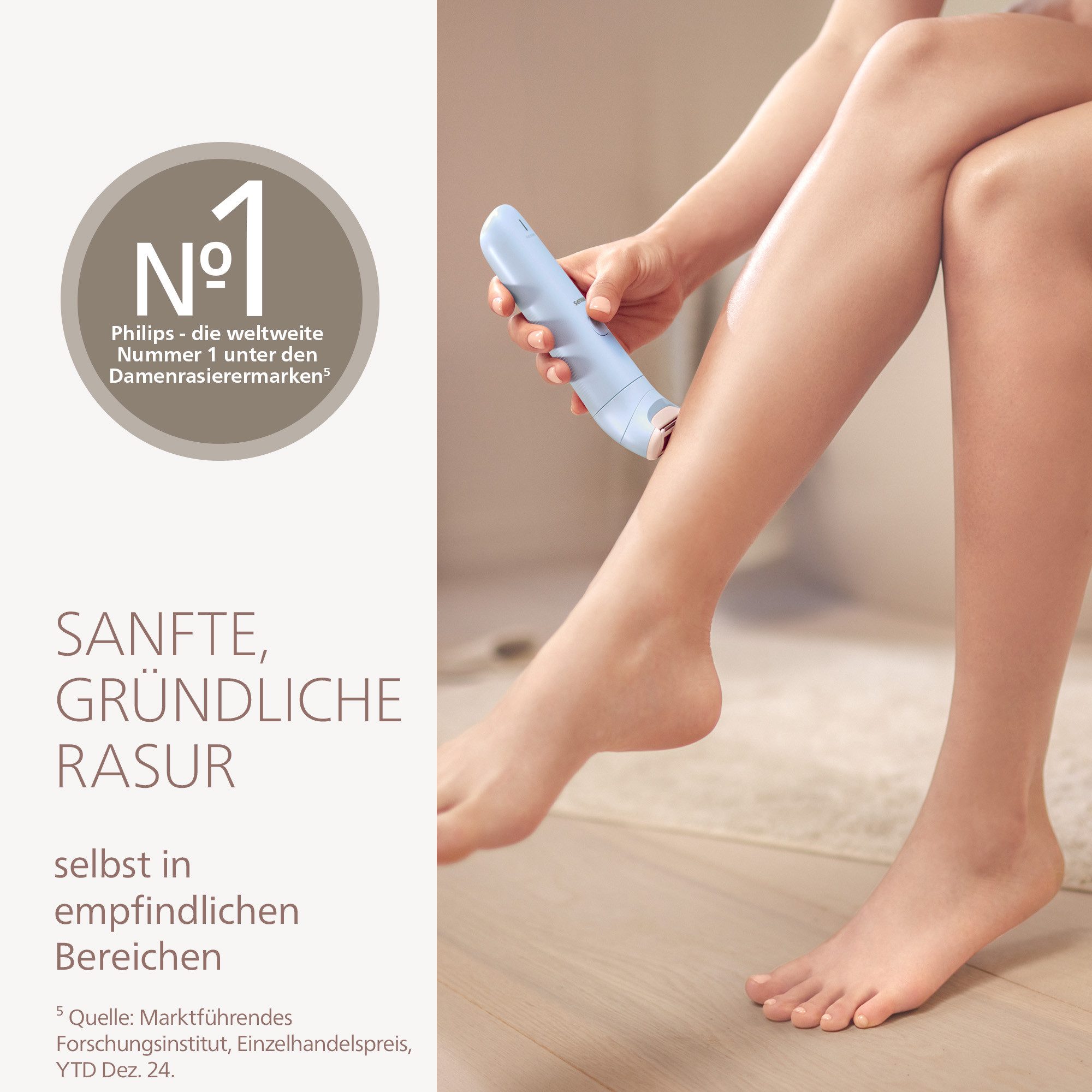 Philips Elektrorasierer Lady Shaver Series 6000, Aufsätze: 1, kabelloser Rasierer, nass und trocken, inkl. Trimmeraufsatz blau