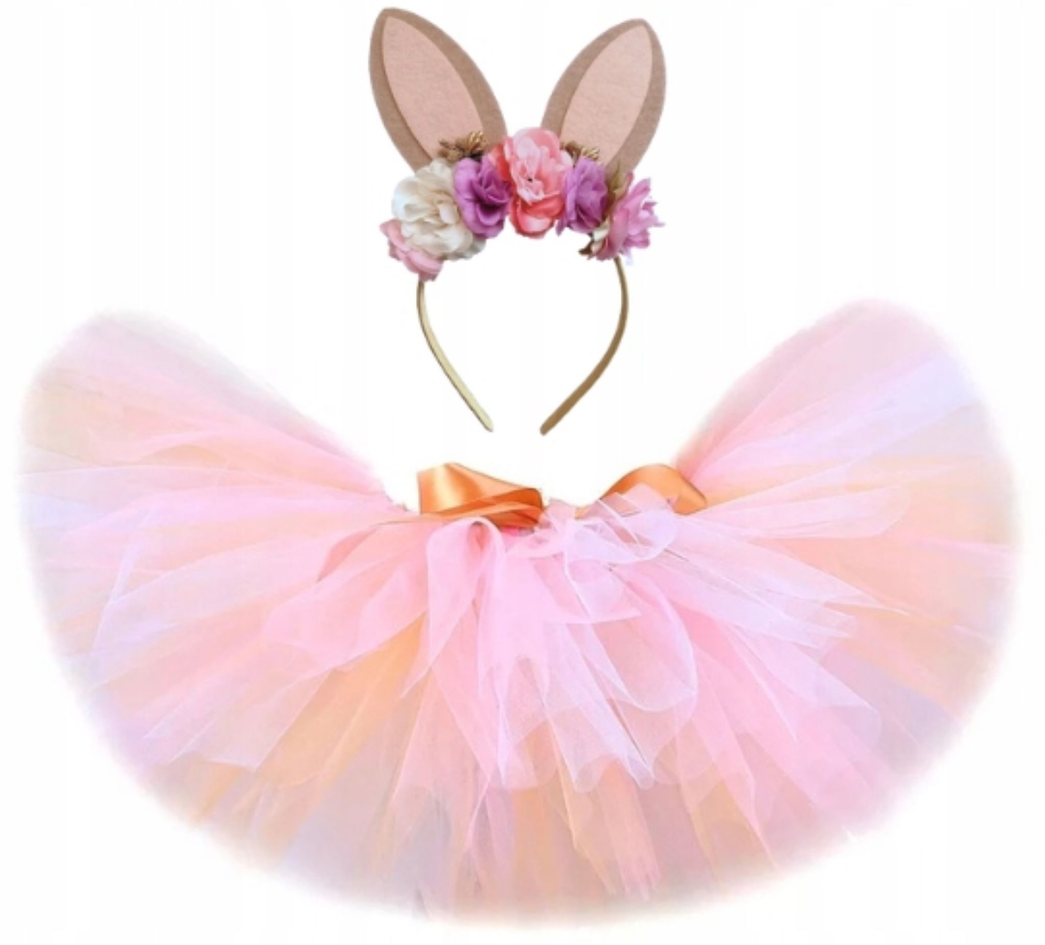 Hopki Kostüm Süßes Kaninchen-Kostüm Set: Tutu-Rock & Hasenohren Stirnband - Rosa