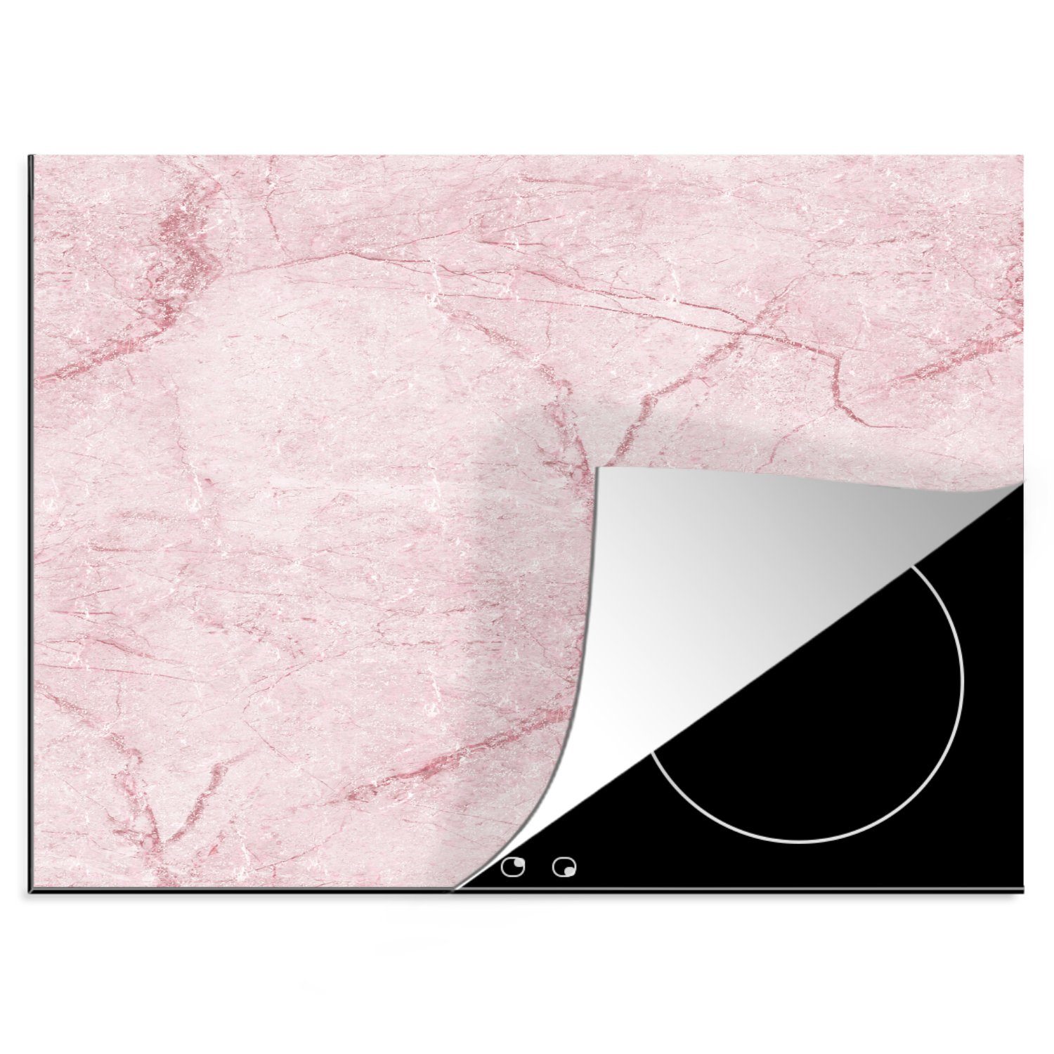 MuchoWow Herdblende-/Abdeckplatte Marmor - Rosa - Muster, Vinyl, (1 tlg), 60x52 cm, Mobile Arbeitsfläche nutzbar, Ceranfeldabdeckung