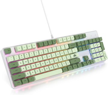 SOLIDEE RGB Hintergrundbeleuchtung Gaming-Tastatur (mit Linearen roten Schaltern,PBT-Tastenkappen maximale Kompatibilität)