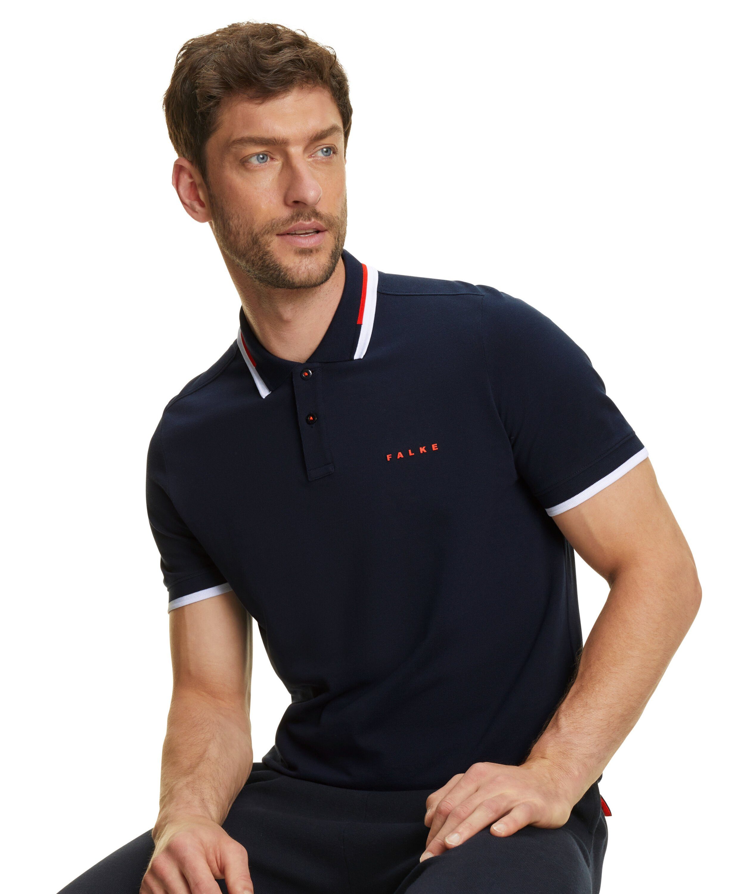 Pima-Baumwolle Poloshirt space hochwertiger aus FALKE blue (6116)