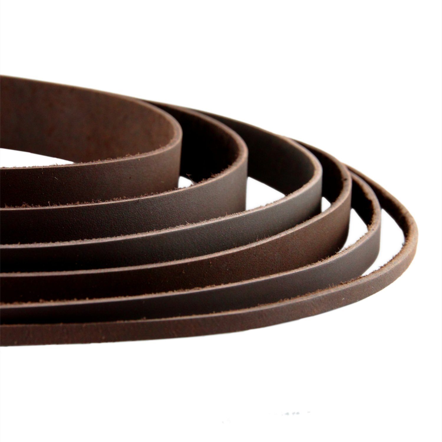 Auroris Bastelnaturmaterial 1m flaches Lederband Lederriemen Farbe dunkelbraun Breite wählbar