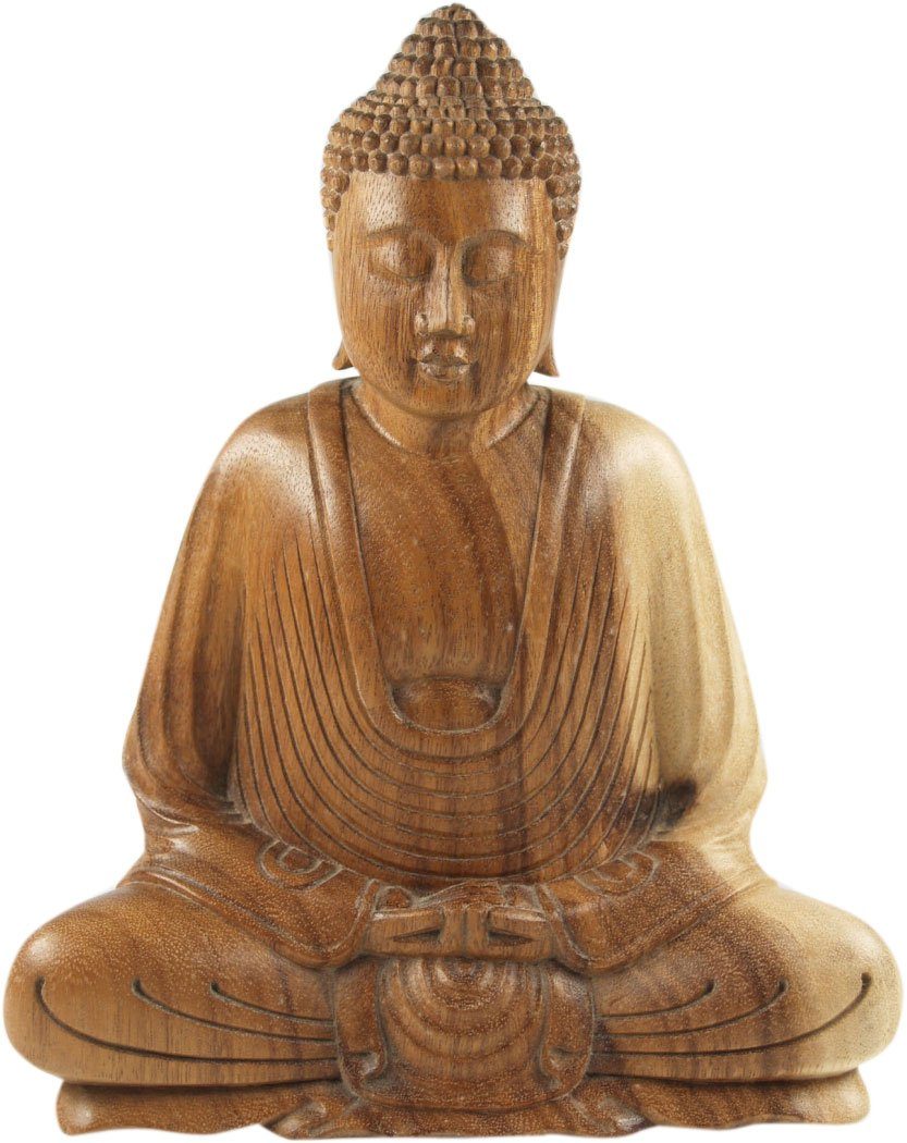 Buddhafigur Holzbuddha, Buddha Statue, Handarbeit 27 cm,..