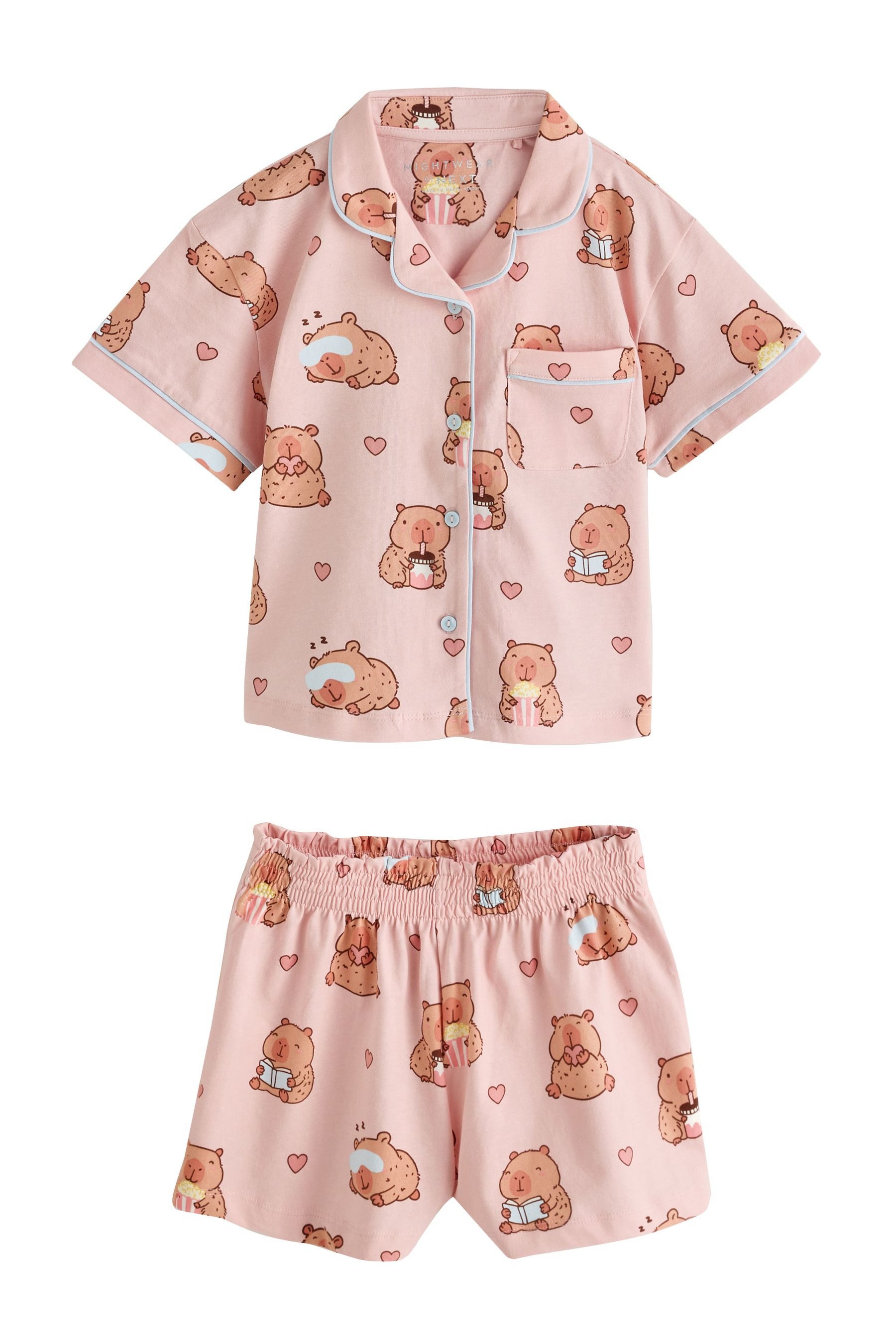 Pyjama Kurzer Schlafanzug mit Knopfleiste