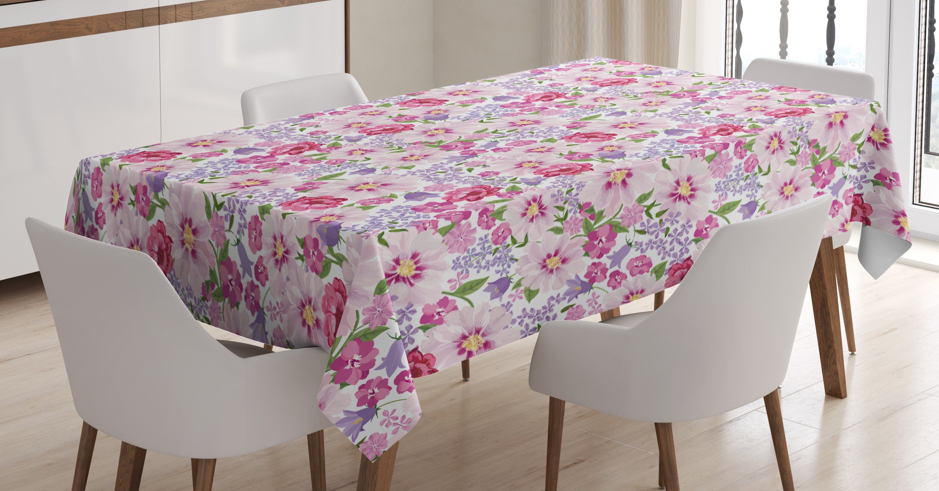 Farbfest geeignet Bereich Tischdecke Farben, Außen Aquarell Frischer Für den Waschbar Abakuhaus Klare Frühlings-Flora